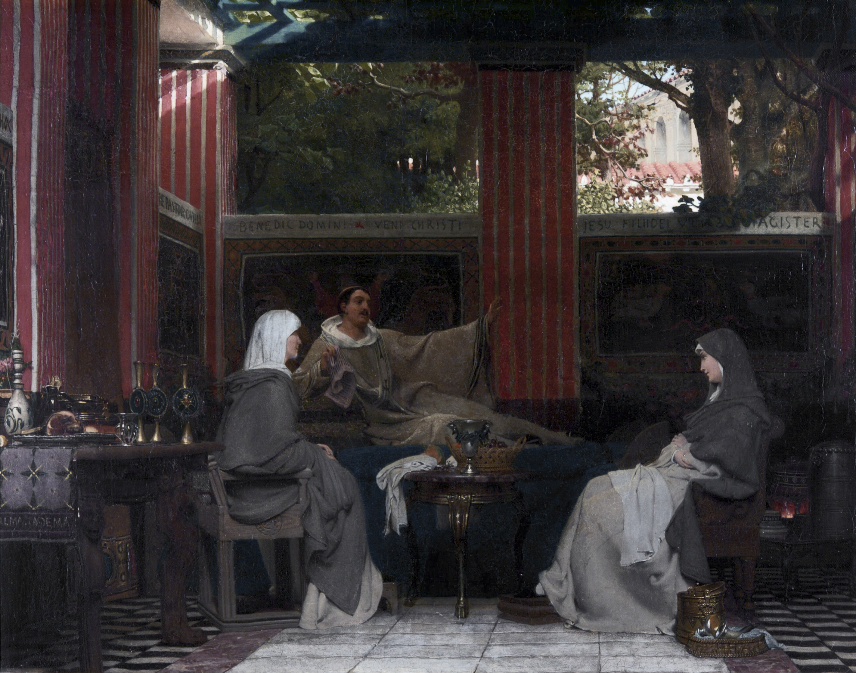 Venantius Fortunatus reading his poems to Radegond & the abbess