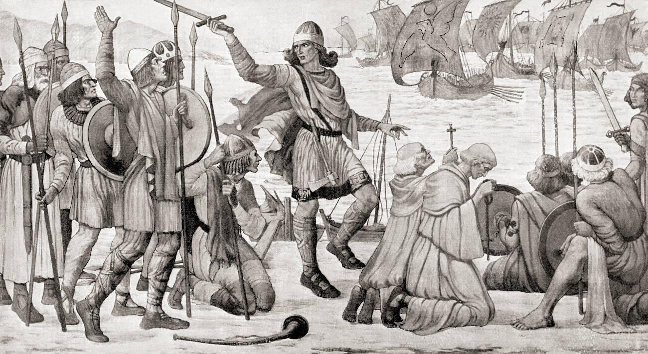 The opposing of the landing of the Danes under Turgesius on the shores of the Liffey