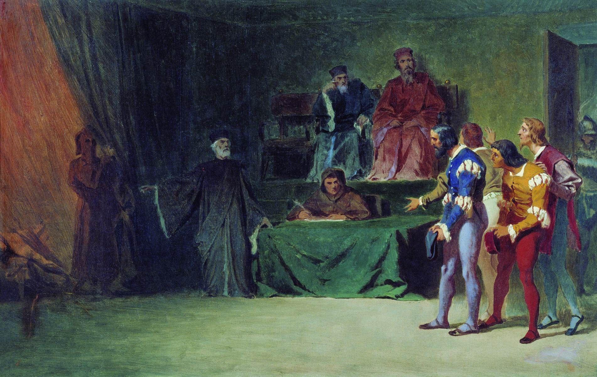 Mosaicists Before the Tribunal of Three in Venice in the Second Half of the 16th Century, Bronnikov, Fyodor Andreyevich