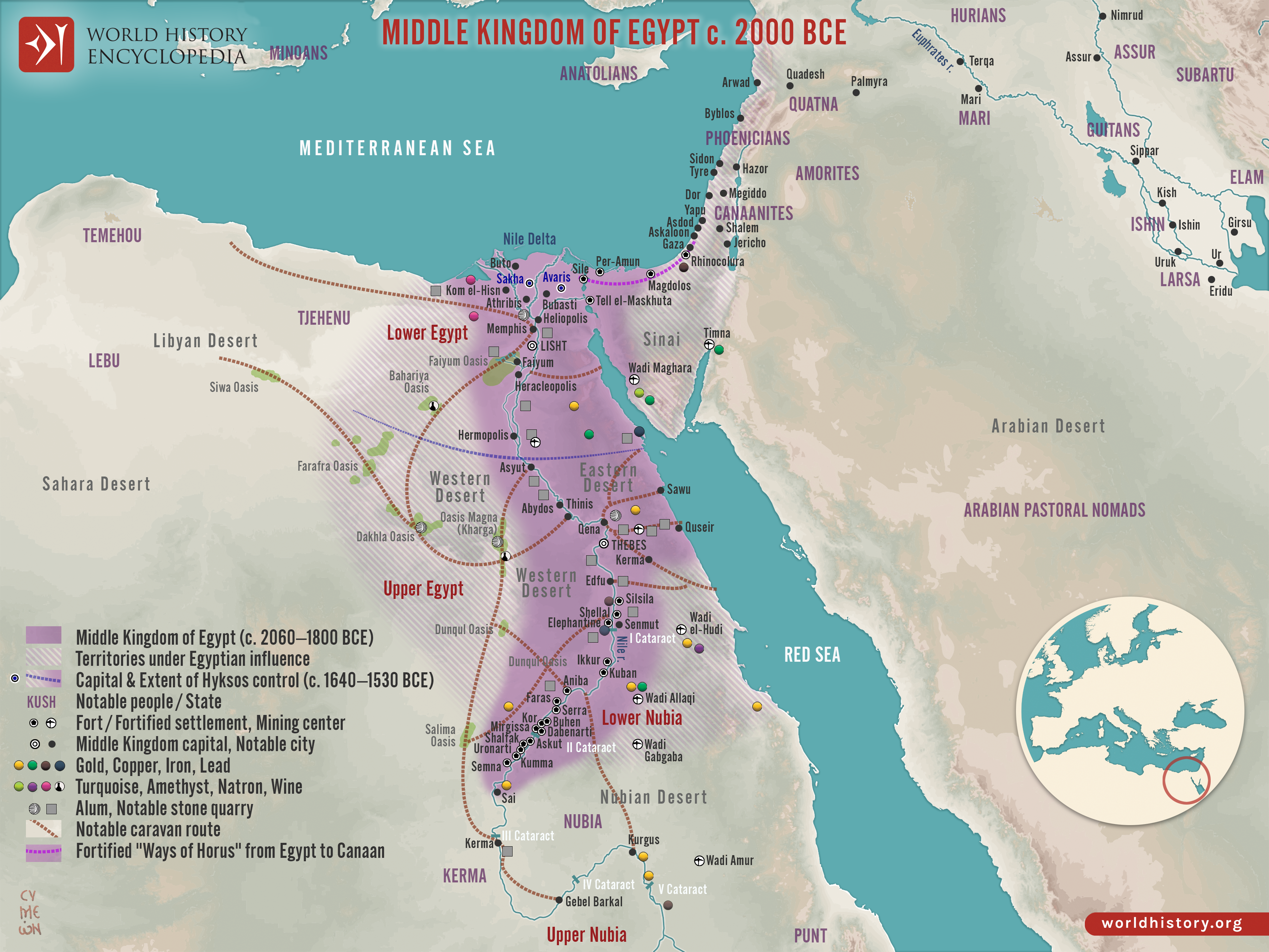 Map of the Middle Kingdom of Egypt