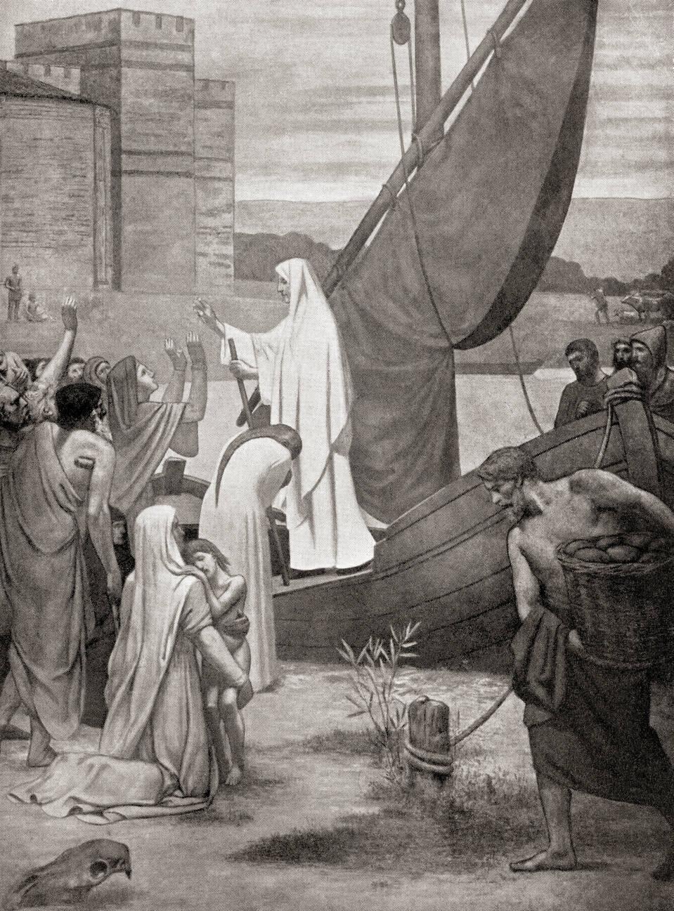 Saint Genevieve who were on the verge of starvation during the invasion by Childeric