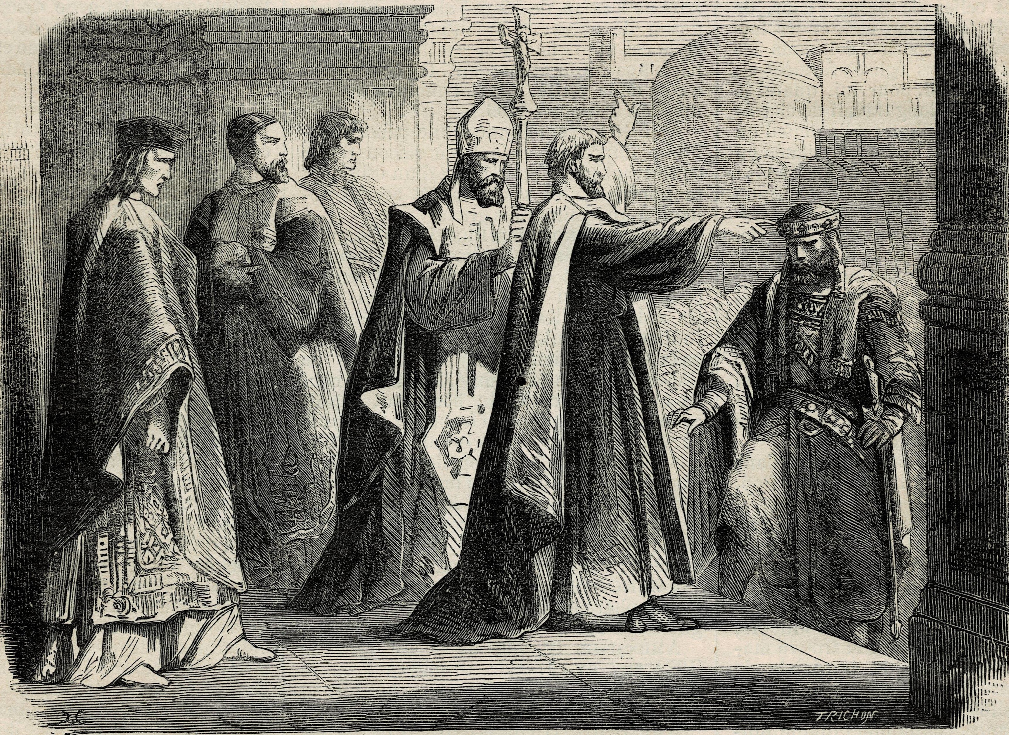 St Ambrose refusing entry to Theodosius