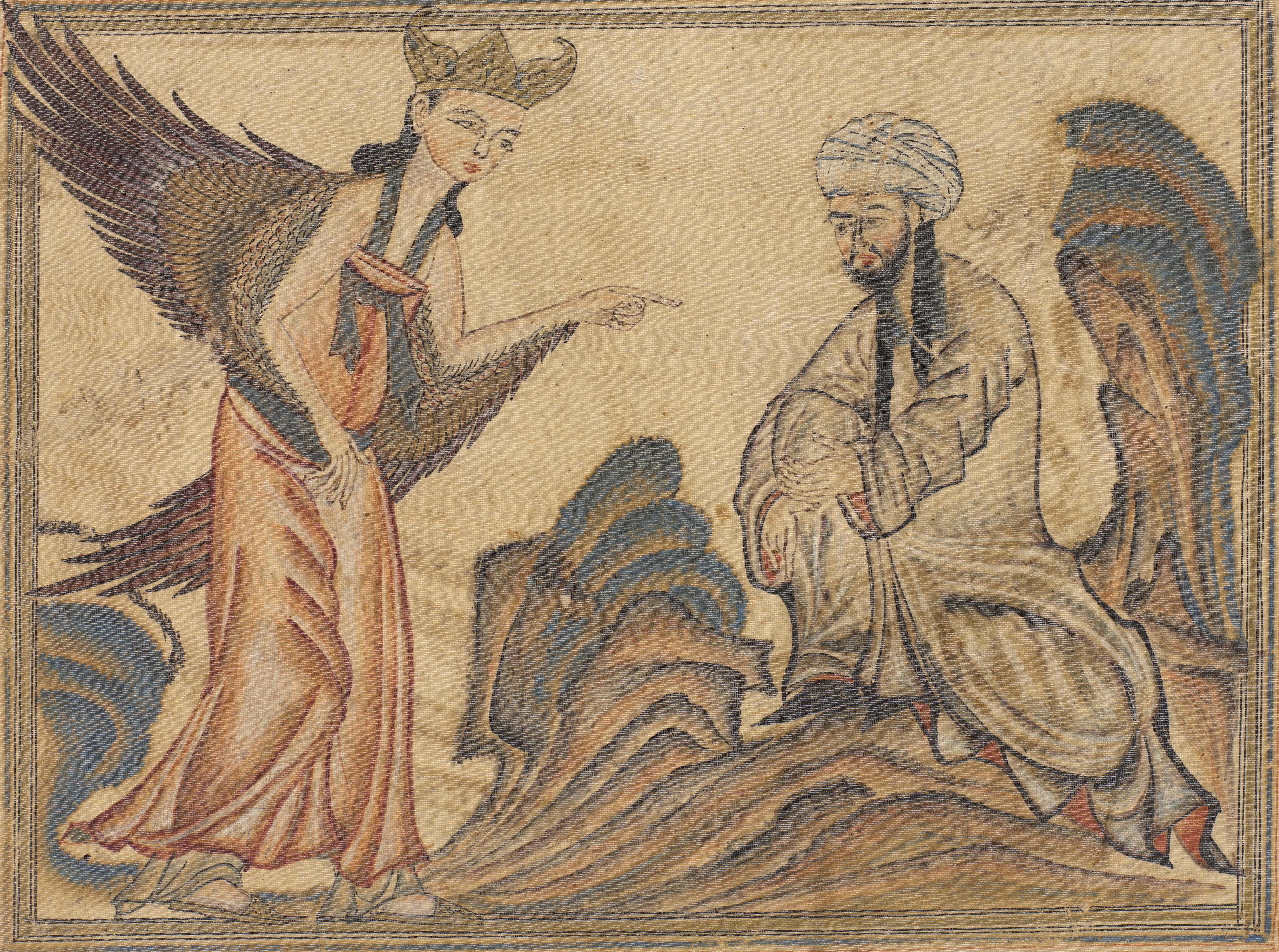 Mohammed receiving his first revelation from the angel Gabriel
