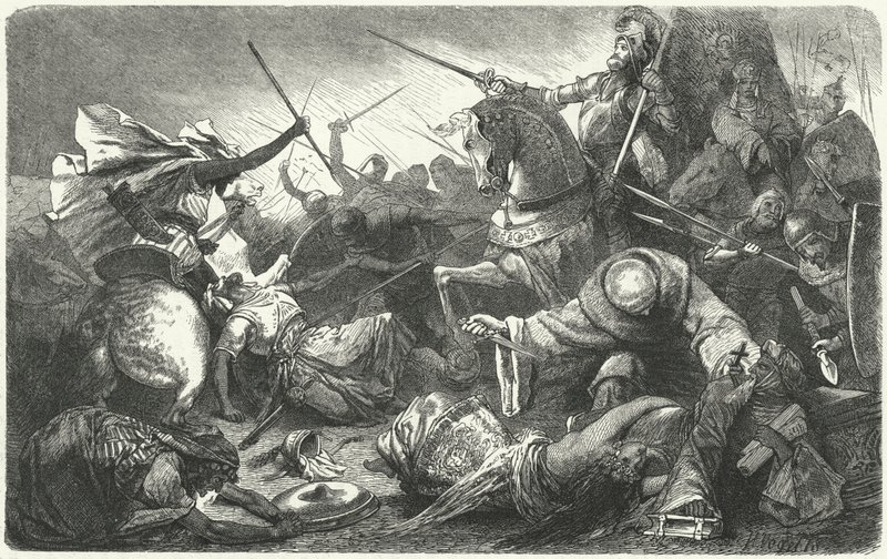 Christians fighting the Almohads at the Battle of Las Navas de Tolosa, Spain