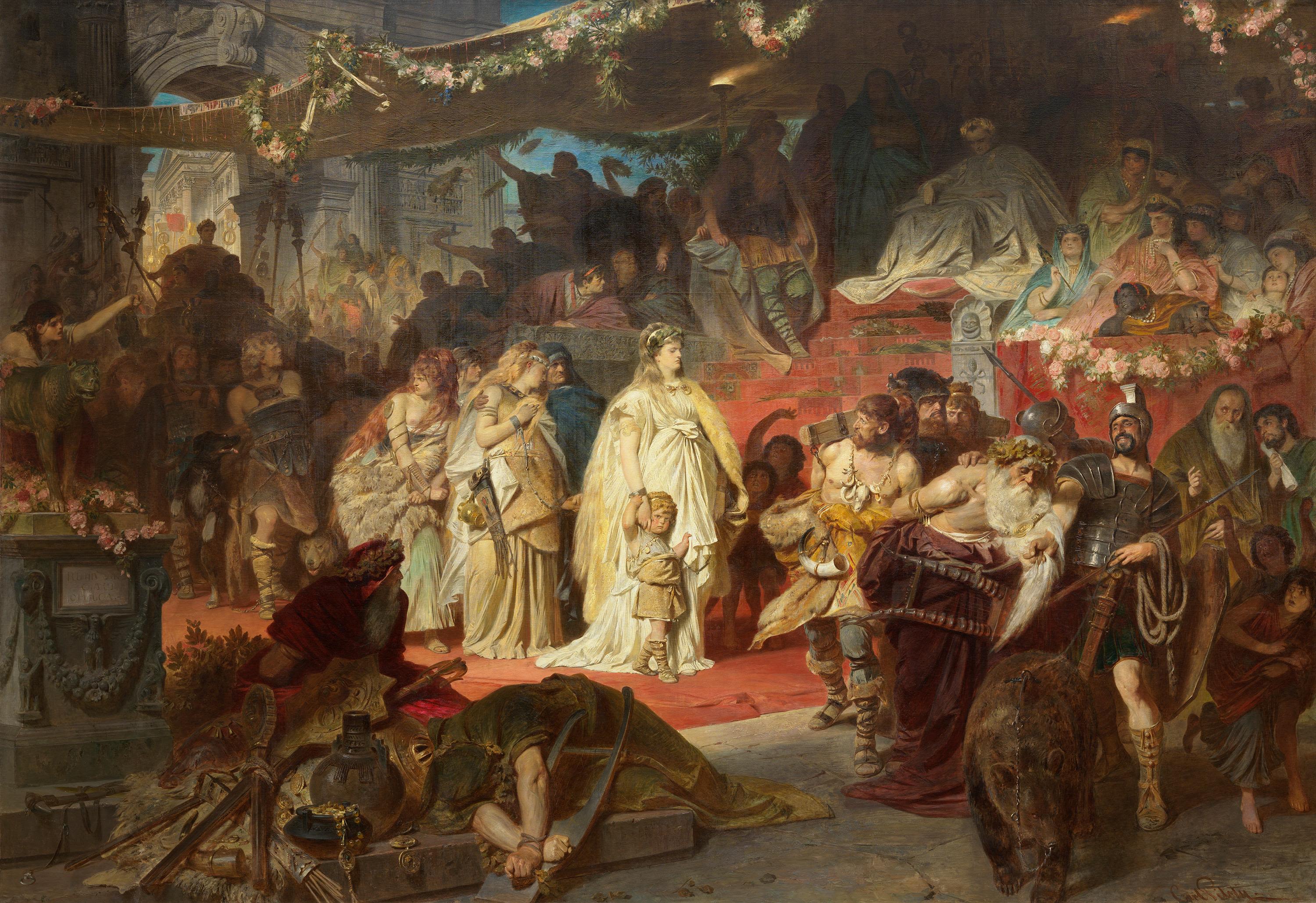 Thusnelda led in Germanicus' Triumph