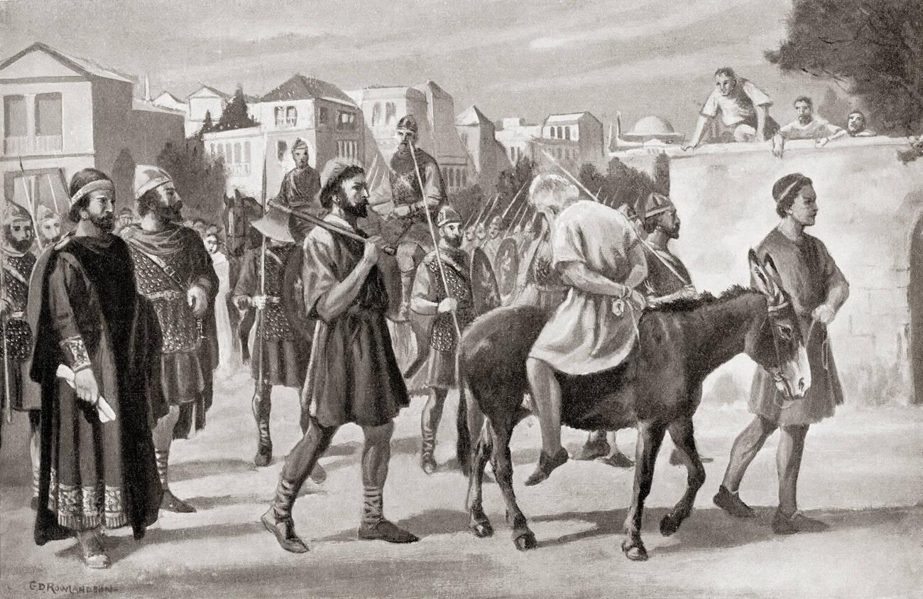 Constantine II paraded through the Hippodrome of Constantinople on a donkey and later beheaded