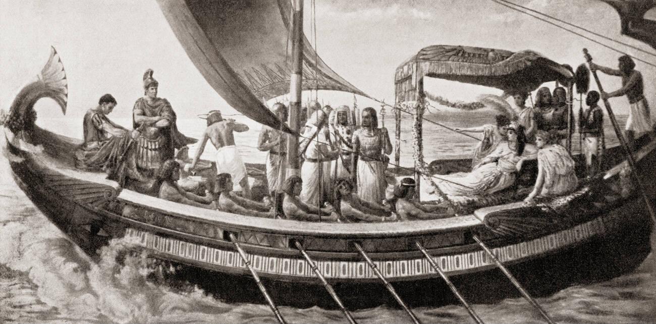 The escape of Antony and Cleopatra to Egypt after the Battle of Actium