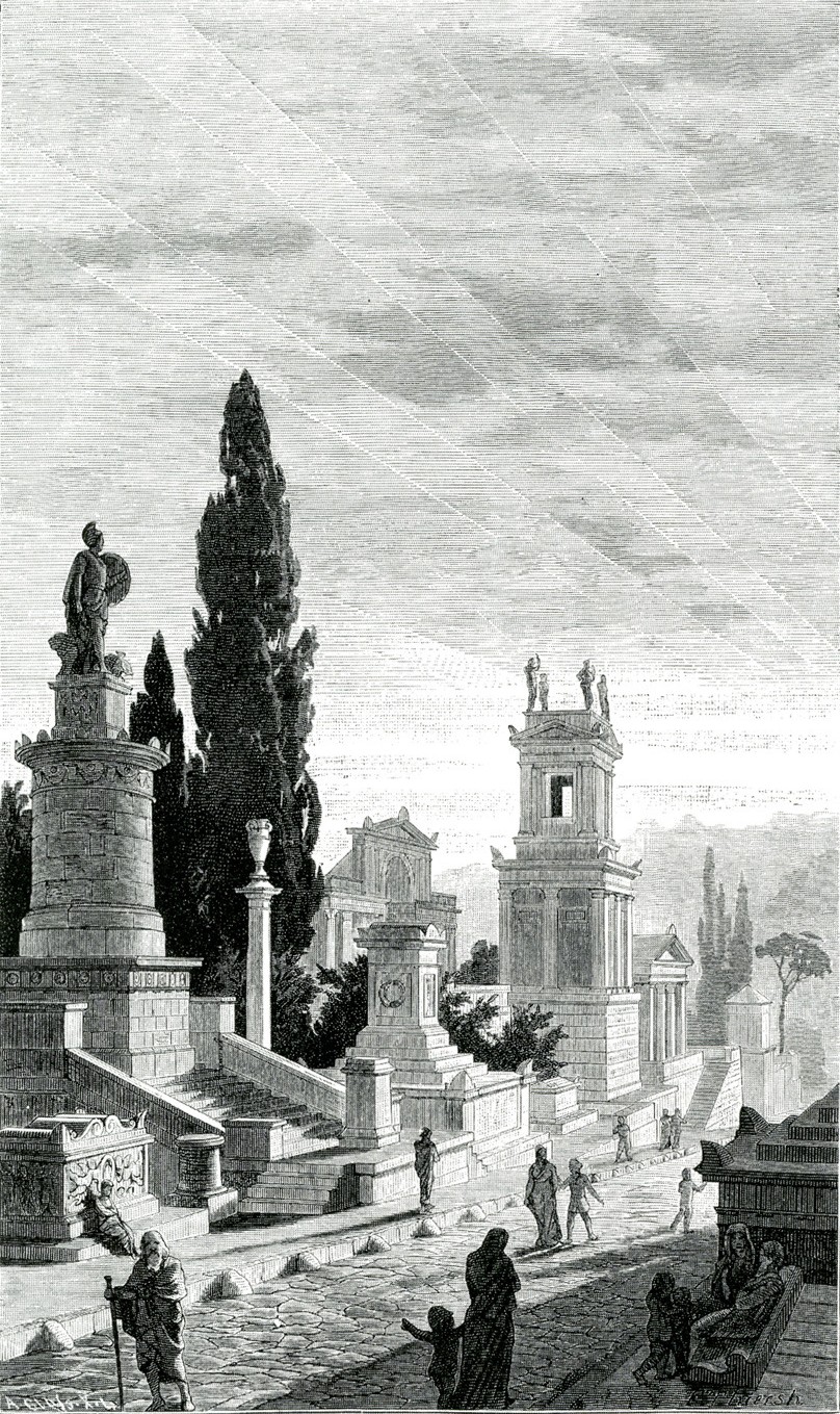 The ancient tombs in Dipylon of Athens, as they were in antiquity