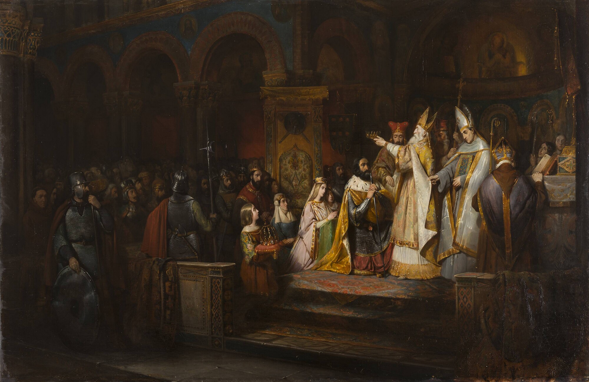 Charlemagne crowned King of Italy by Pope Adrian I in Milan