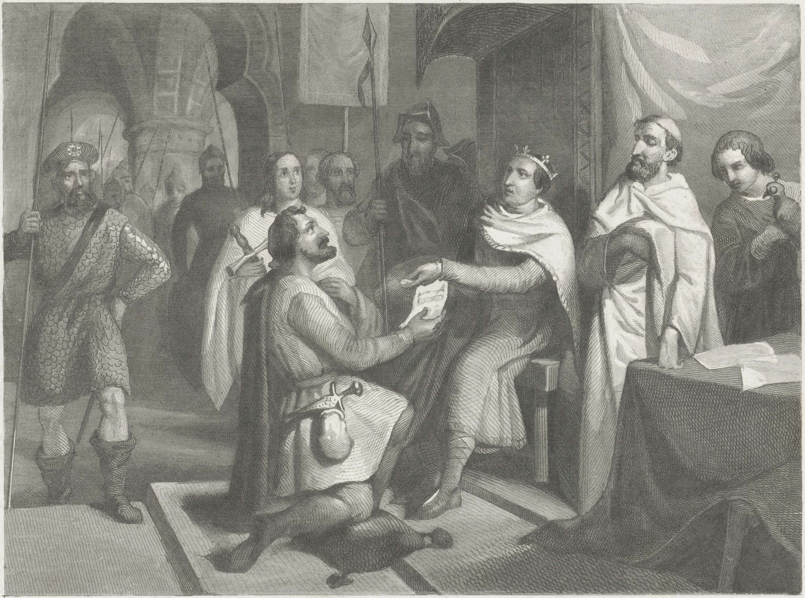 Charles the Simple grants Dirk I the title of Count of Holland,  Johann Wilhelm Kaiser I