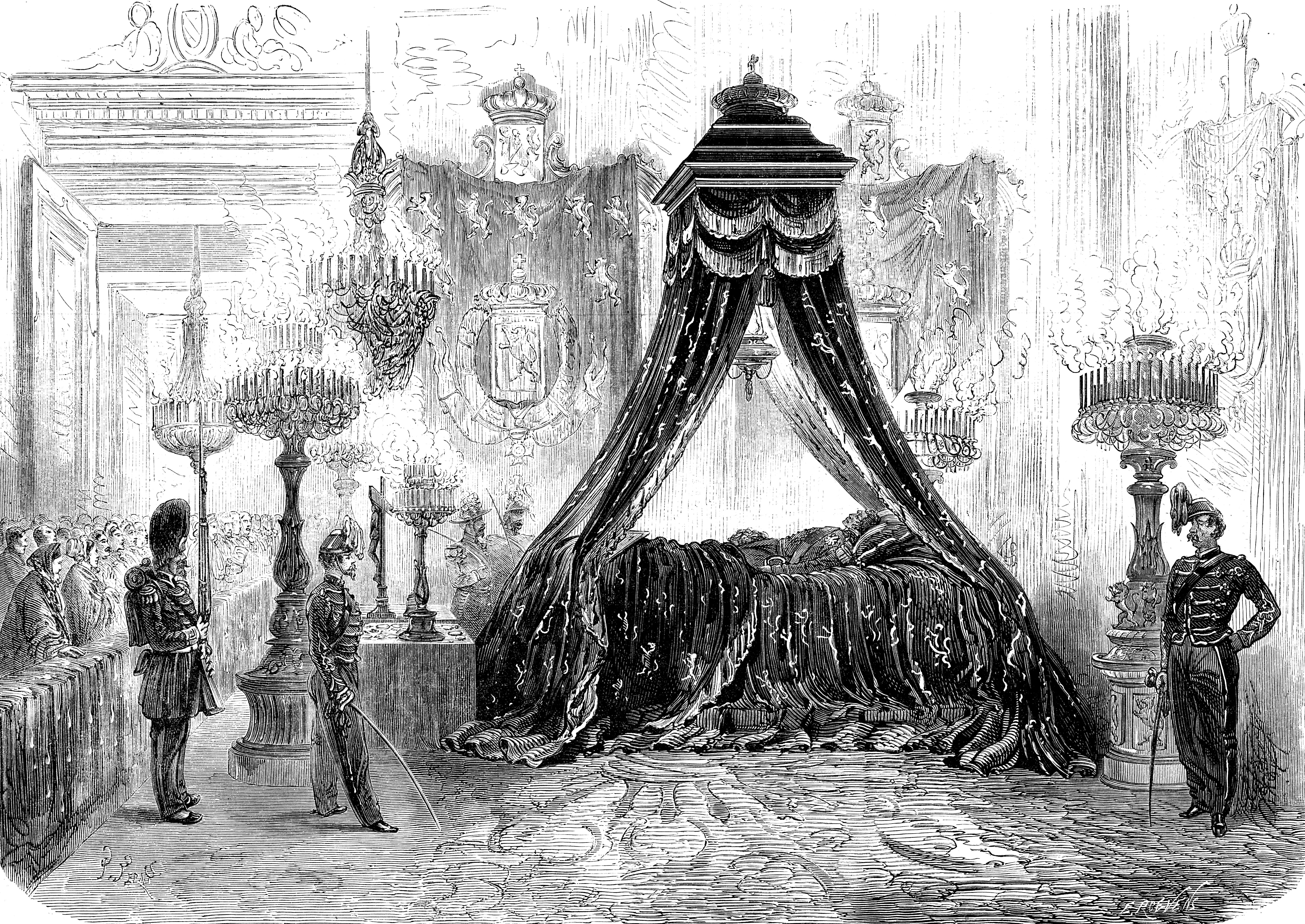 Exhibition of the body of King Leopold I in the funeral chapel on December 14