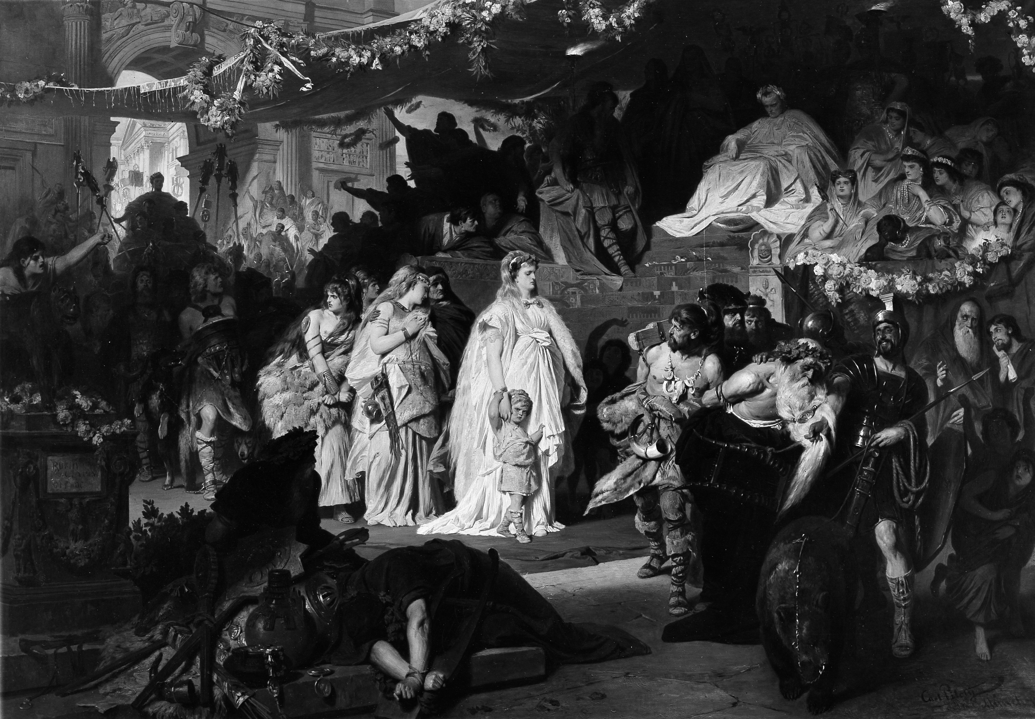 Thusnelda led in Germanicus' Triumph