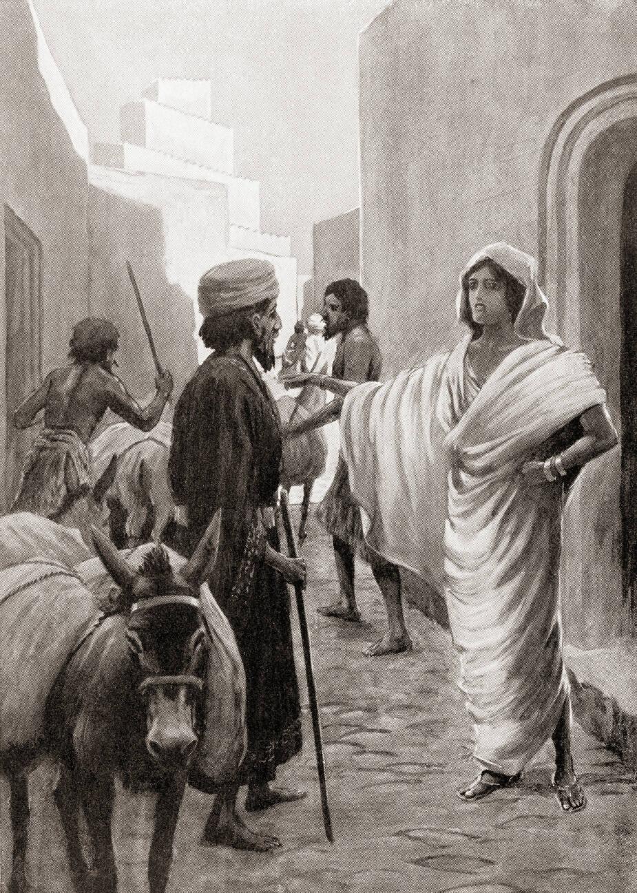 Babylonian votaress despatching a caravan for trade