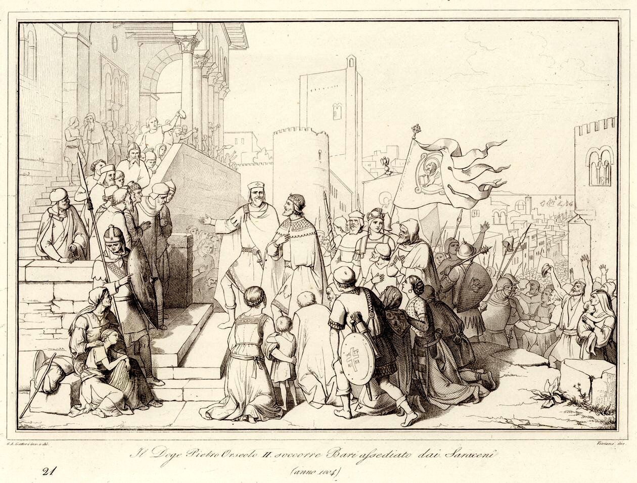 Doge Pietro II Orseolo assists Bari during a Saracen siege
