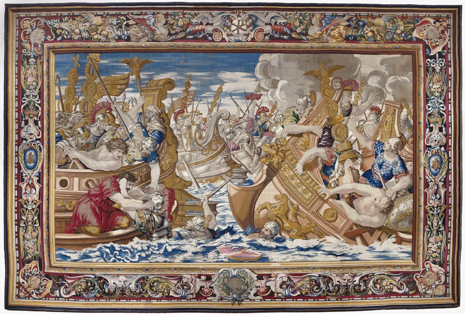 Tapestry showing the Sea Battle between the Fleets of Constantine and Licinius