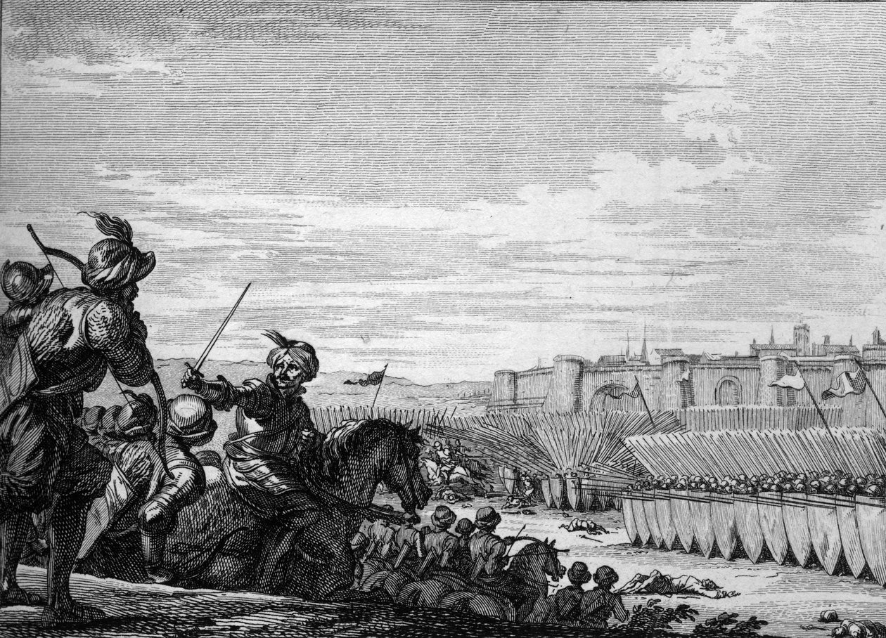Battle of Poitiers between the army of Charles Martel and the Saracens