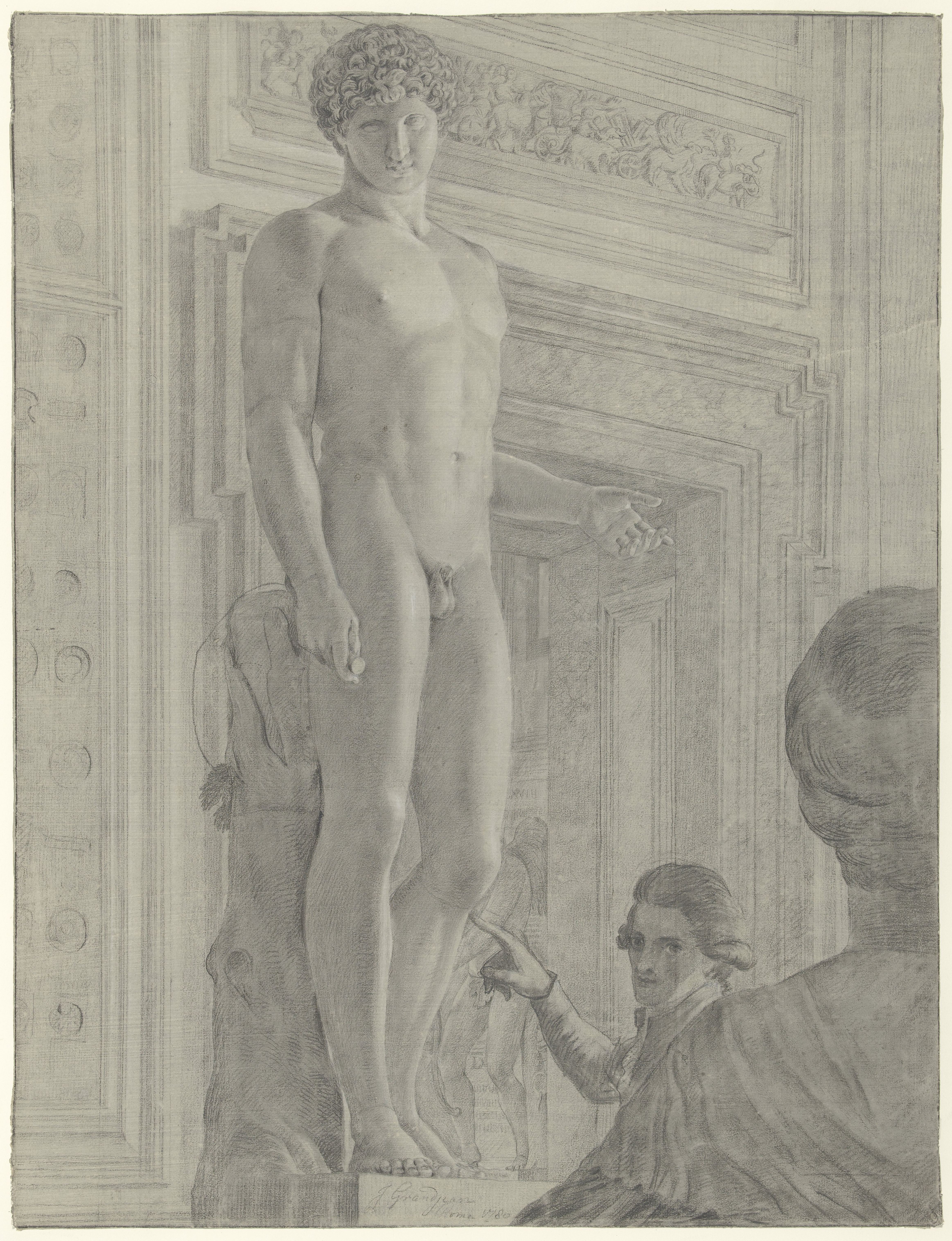 The Danish orientalist and theologian Andreas Christian Hviid at the so-called Antinous Albani in the Capitoline Museum in Rome