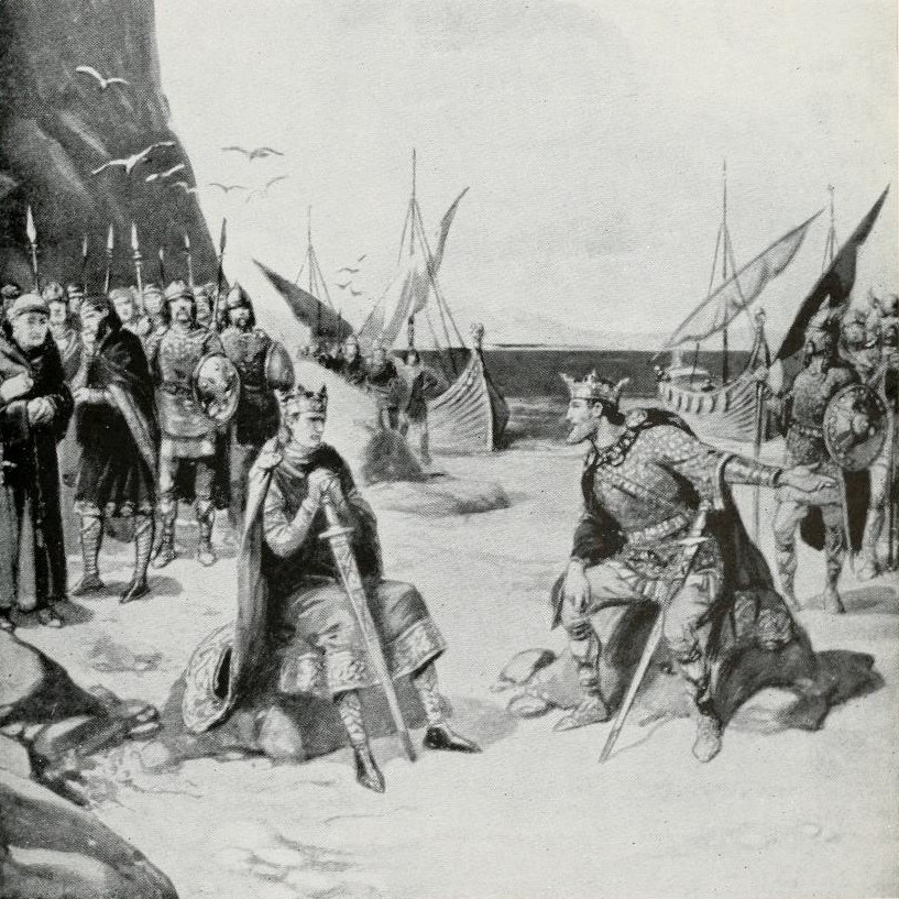 Canute and Edmund Ironside negotiating peace