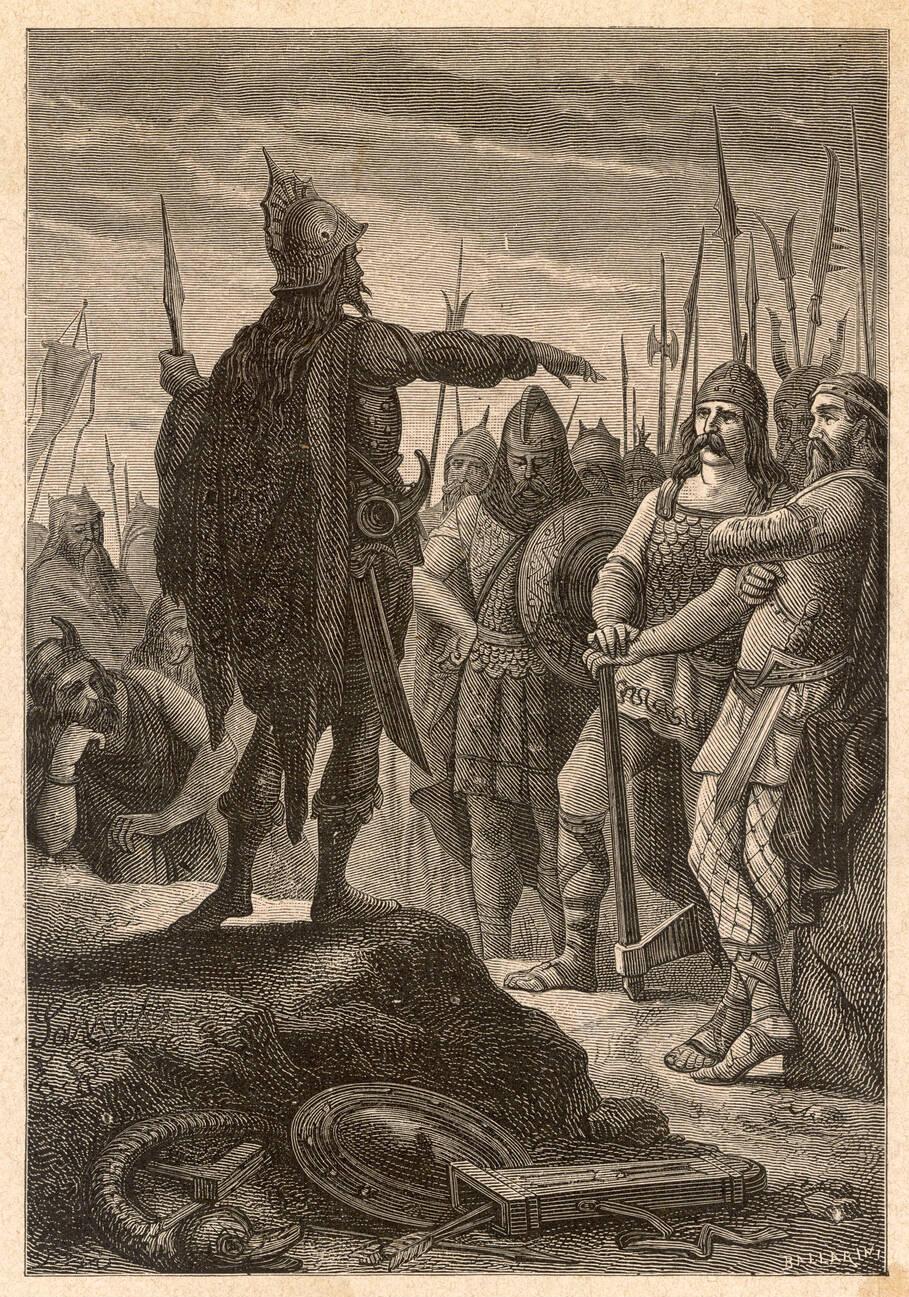 The first Barbarian King of Italy Odoacer prepares his army for an attack on Rome