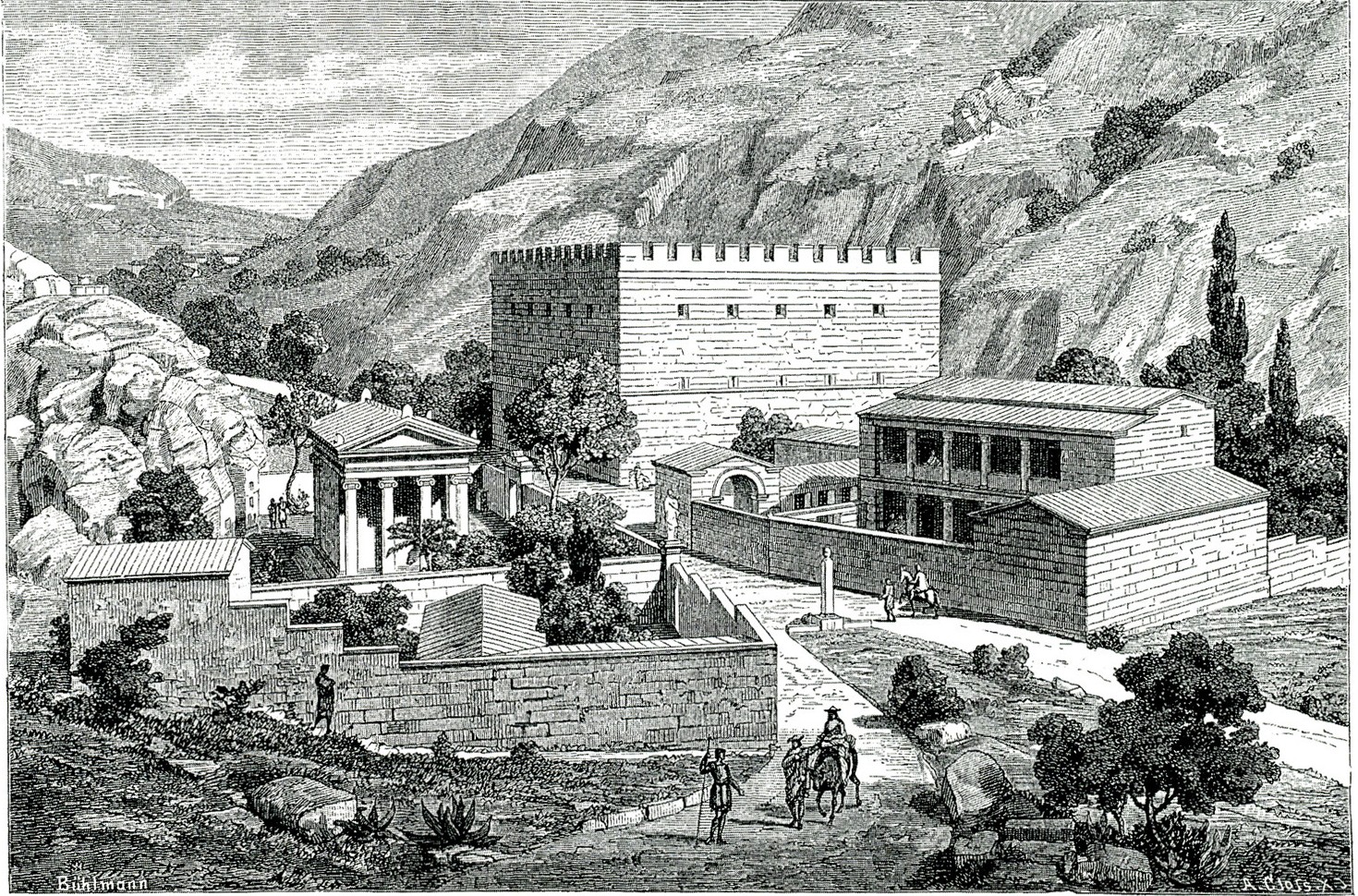 Temple of Aphrodite on the road from Eleusis to Classical Athens, West Attica, in ancient Greece