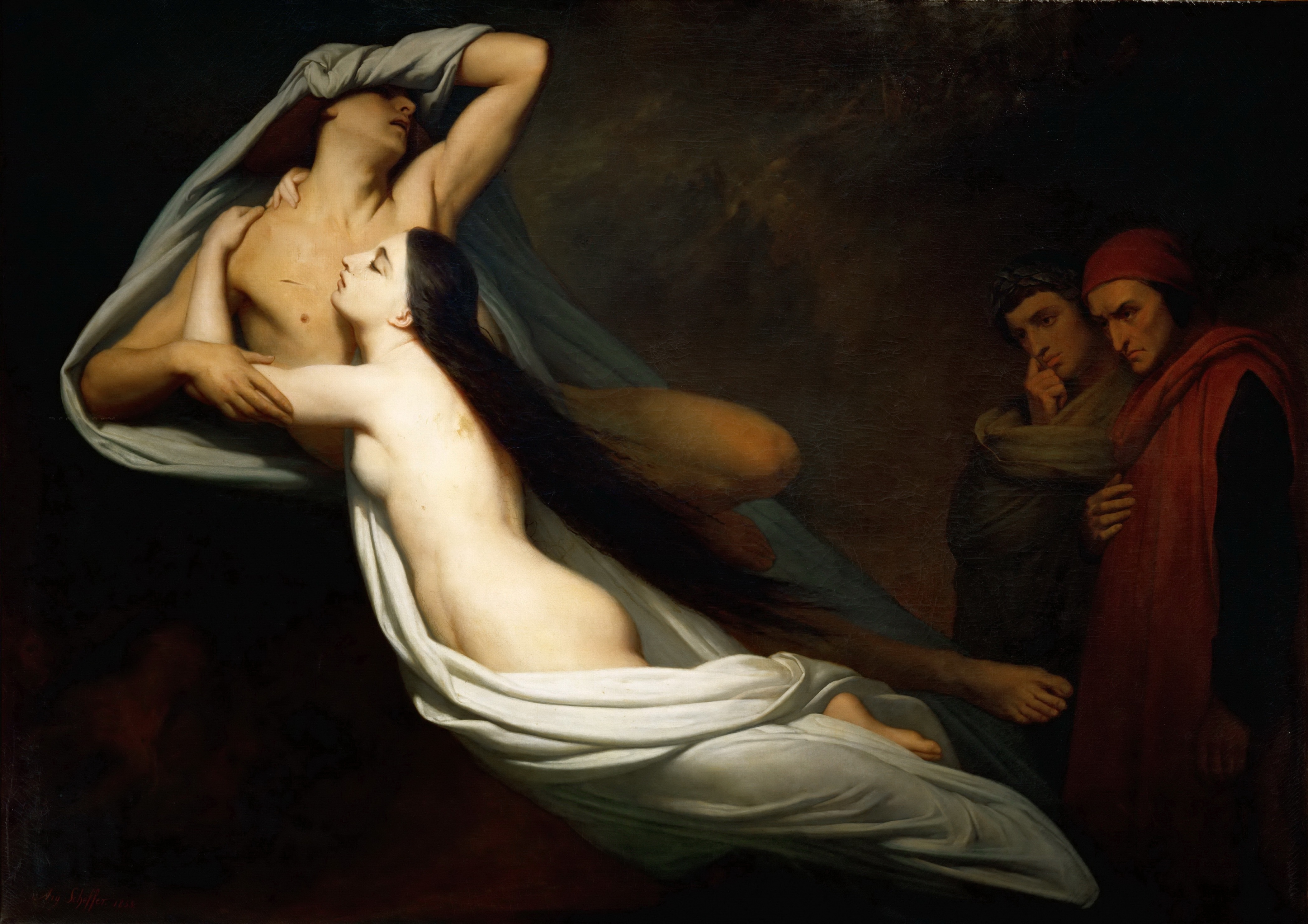 Dante and Virgil Encountering the Shades of Francesca de Rimini and Paolo in the Underworld Ary Scheffer