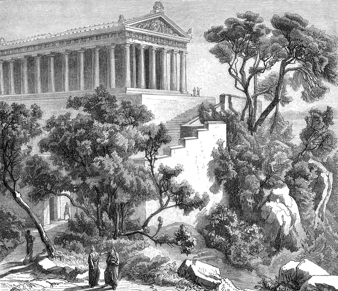 Reconstruction of the Doric Poseidon temple of Poseidon, Calauria, ancient Greece