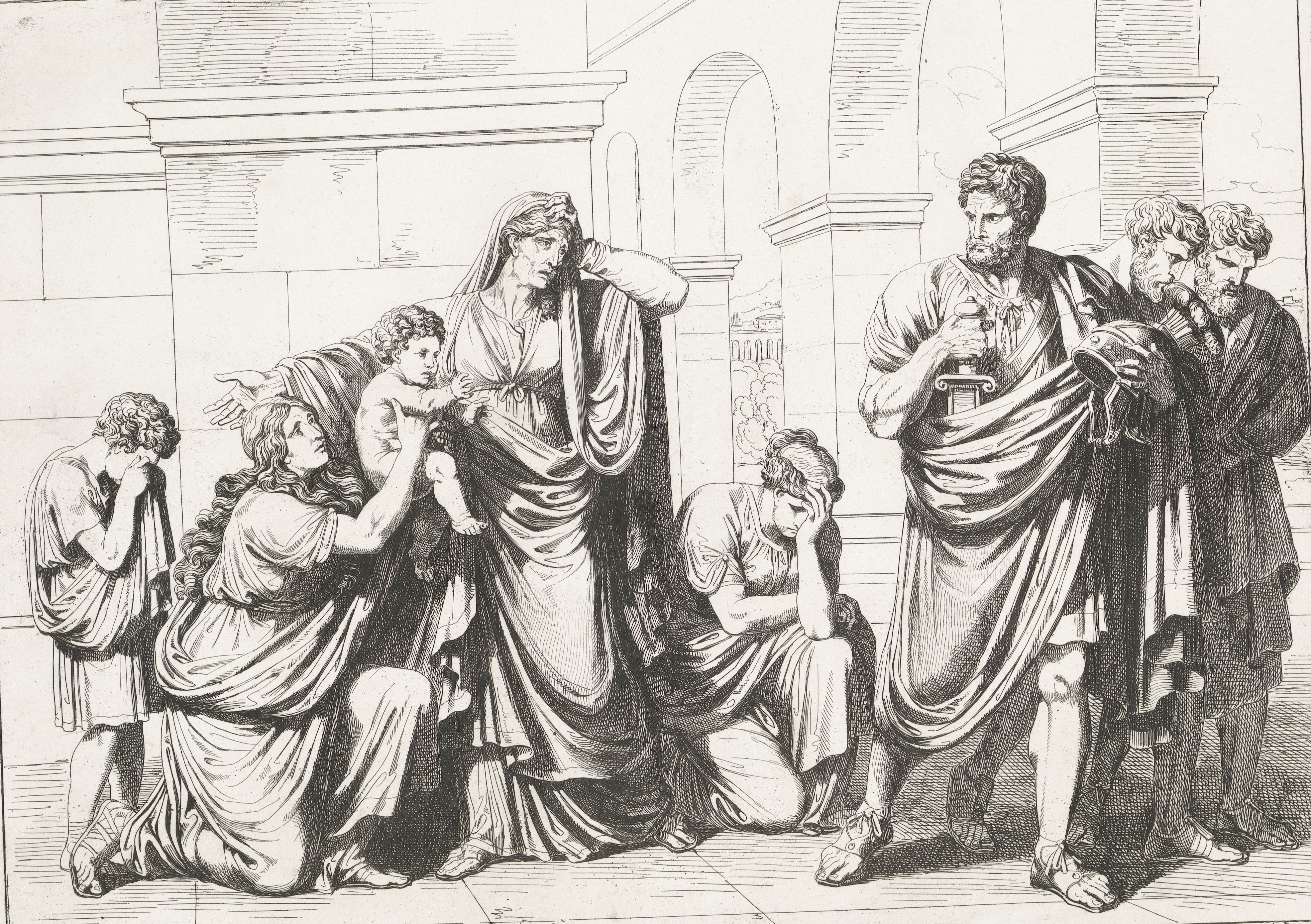 Coriolanus leaves Rome and his grieving family