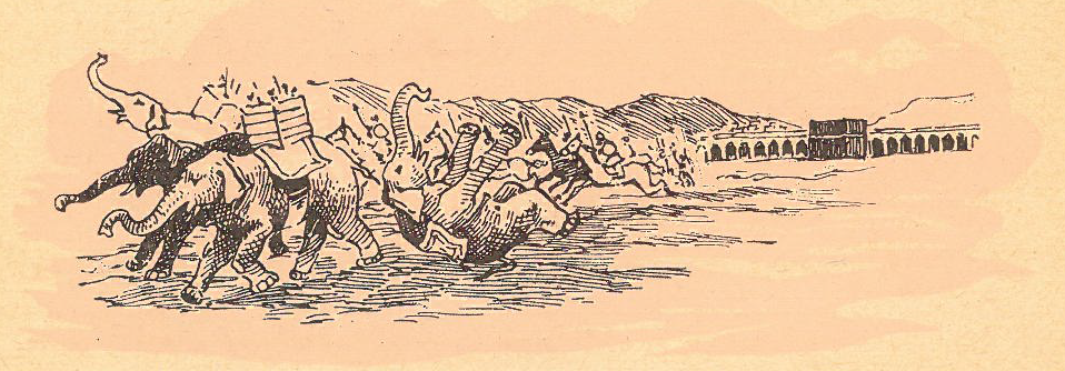 Elephants and the Abyssinians running away from the Kaaba during the year of the Elephant