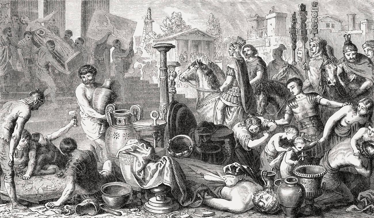 Romans plundering ancient Corinth
