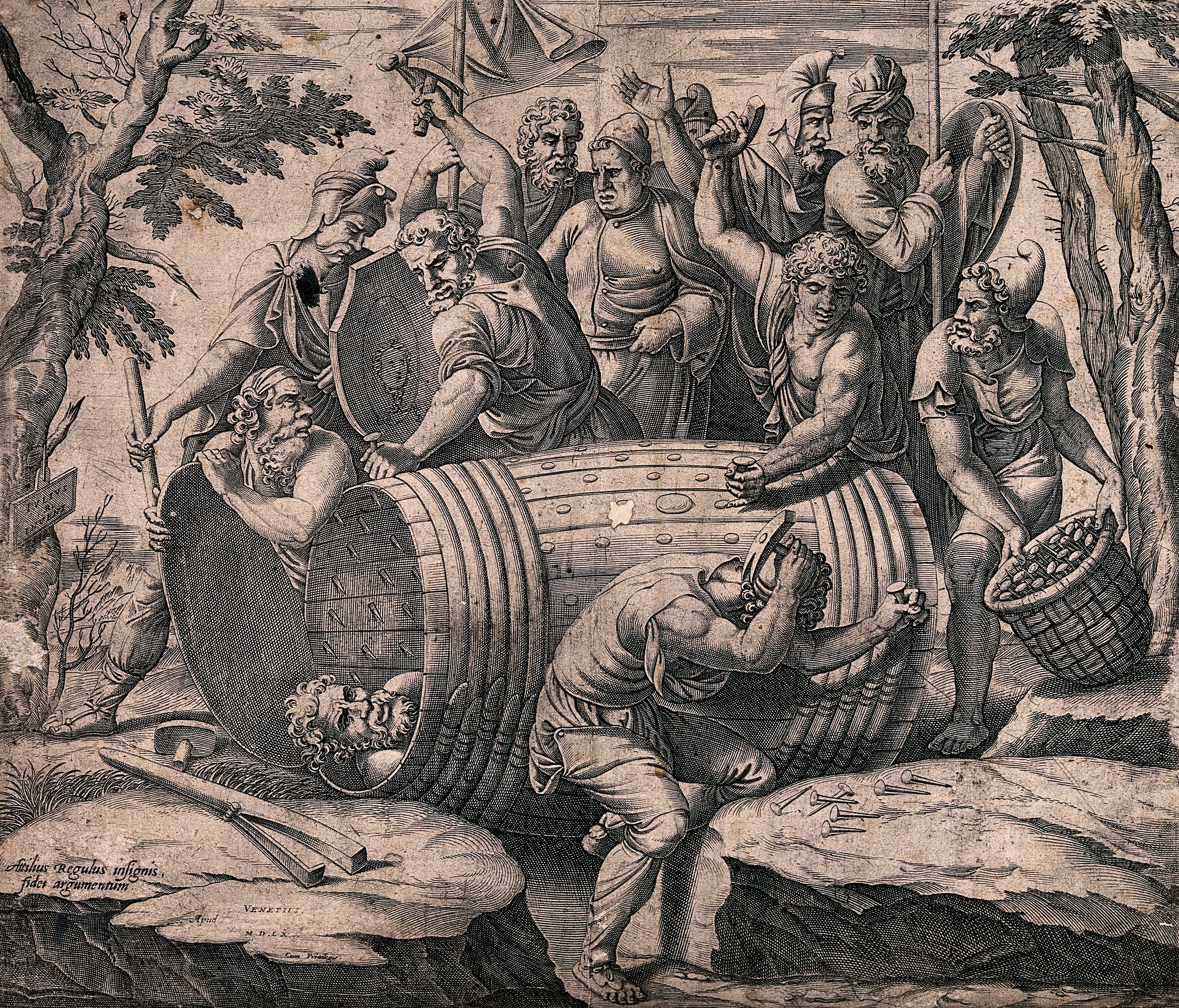Regulus placed in a barrel Guilio Romano, 1560.