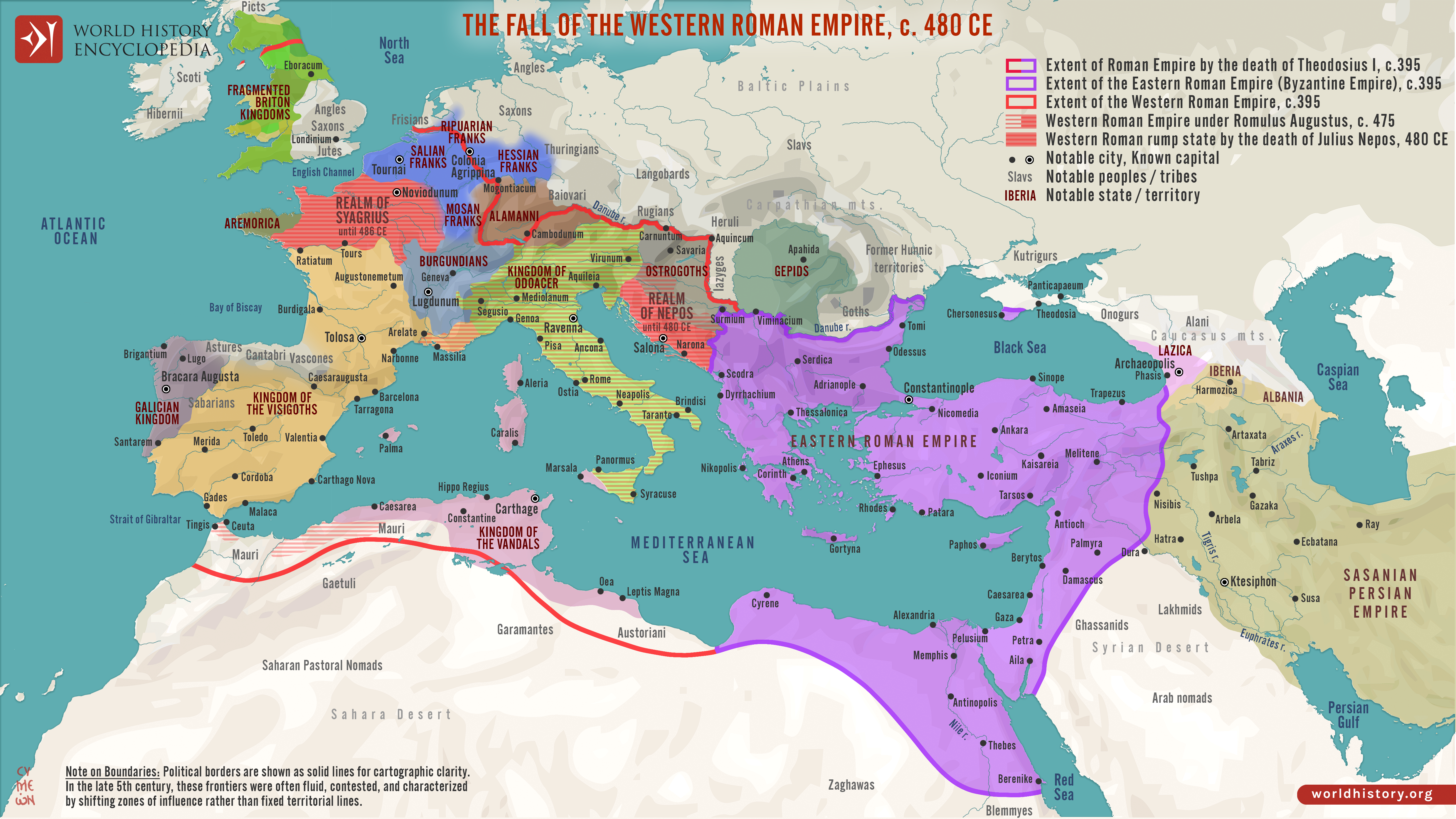 Map of the Fall of the Western Roman Empire