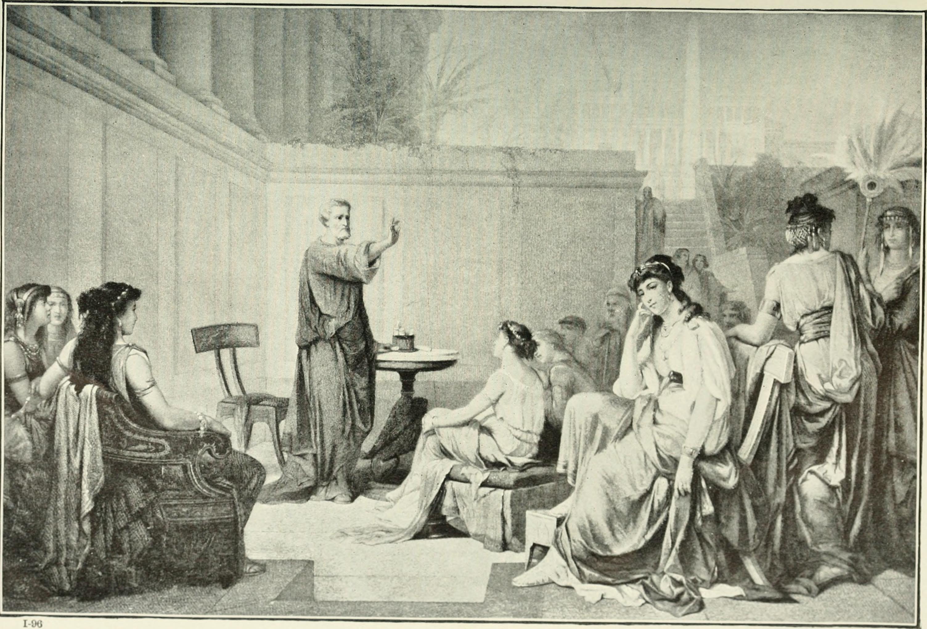 Pythagoras teaching a class of women in egypt