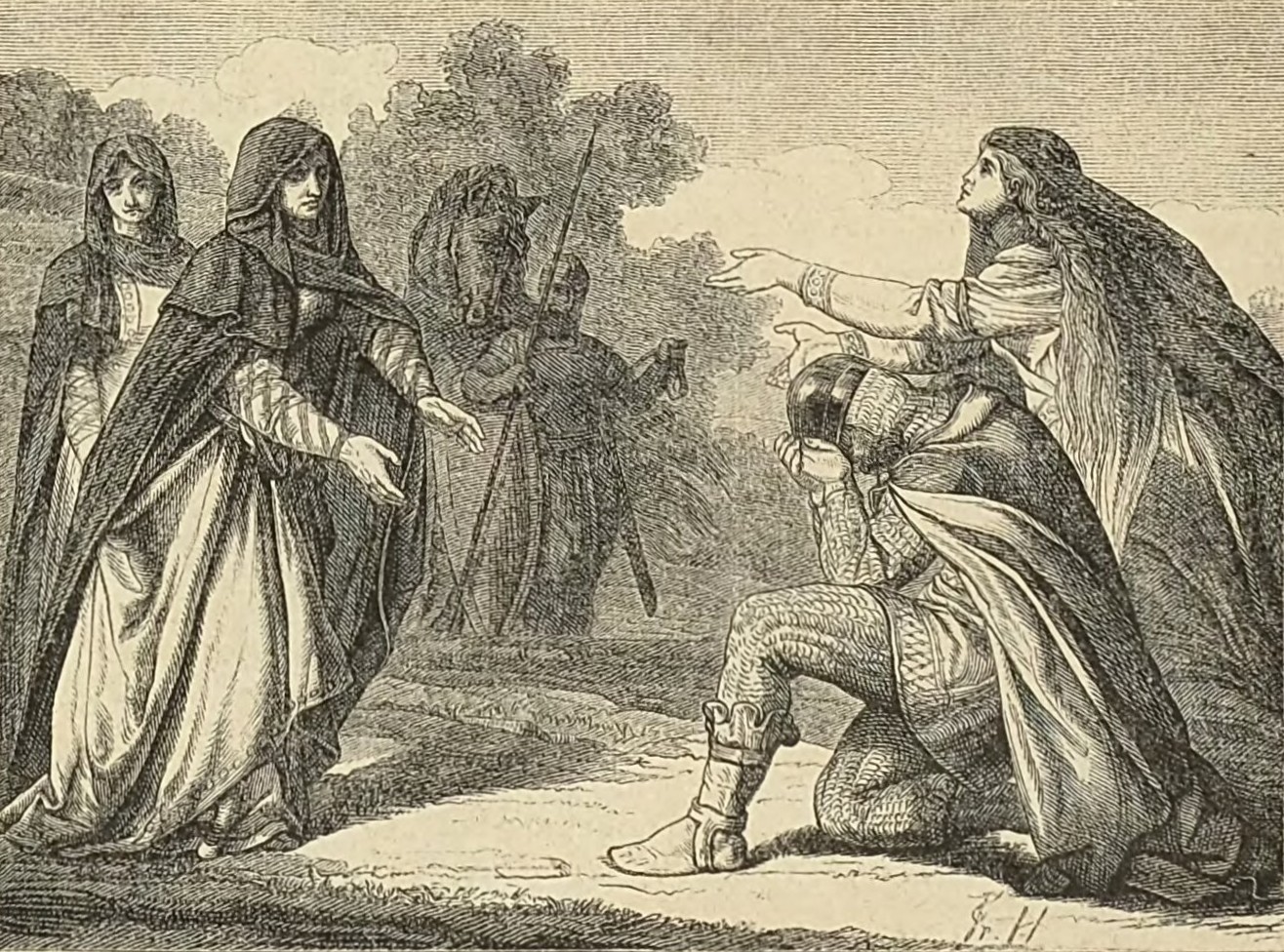 Otto I & Editha bowing before Matilda of Ringelheimby the Grone River