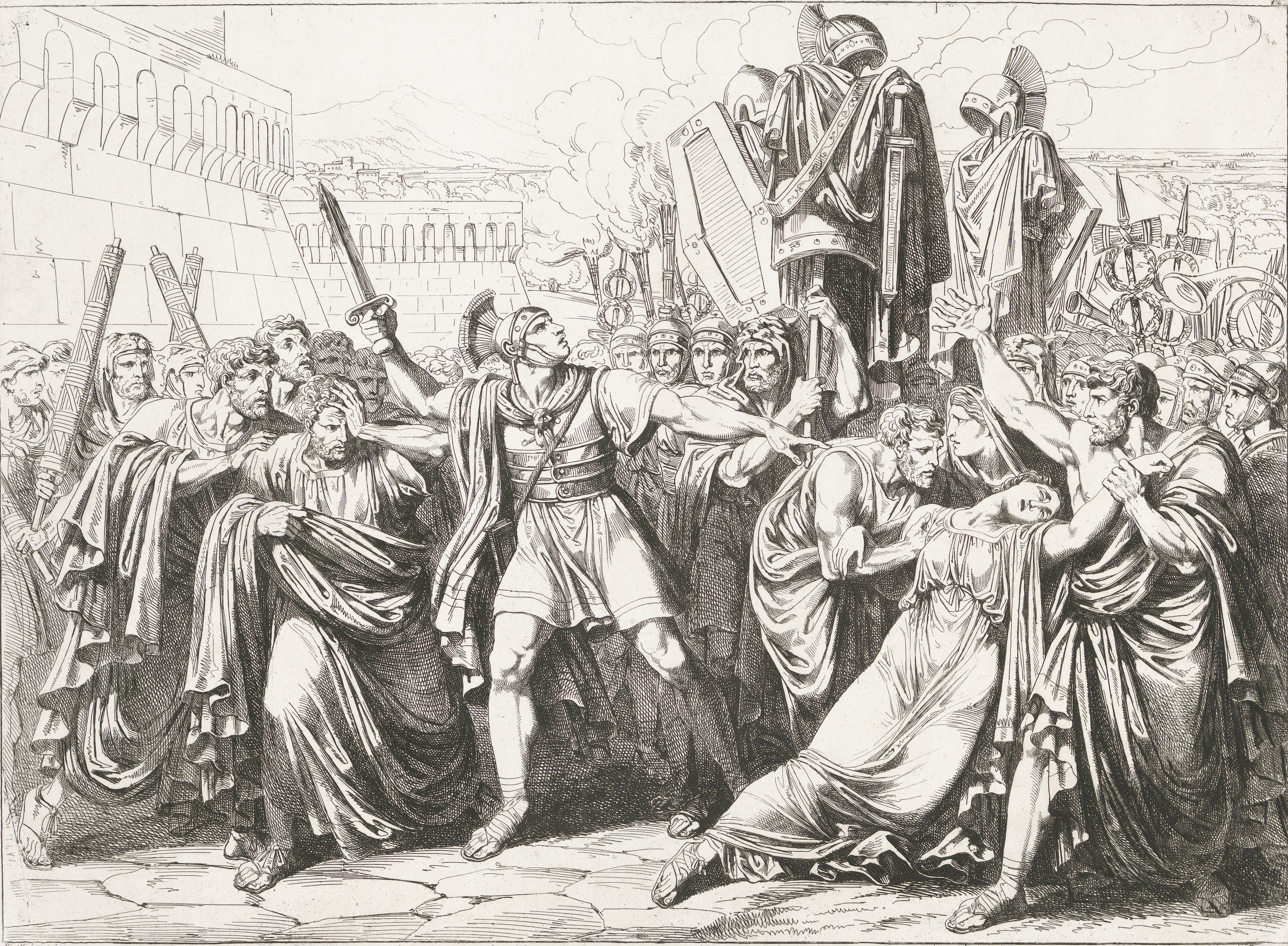 Horatius Cocles murders his sister Orazio returning victorious from the Curiatii