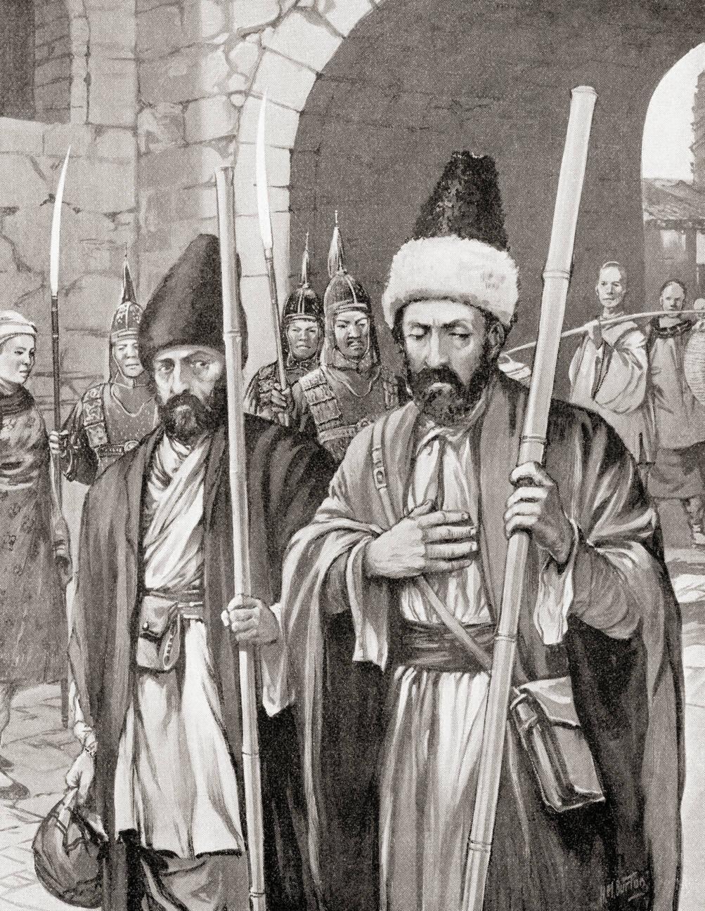 Two monks, with the support of the Byzantine emperor Justinian I, successfully smuggle silkworms into Constantinople by hiding them in bamboo staves