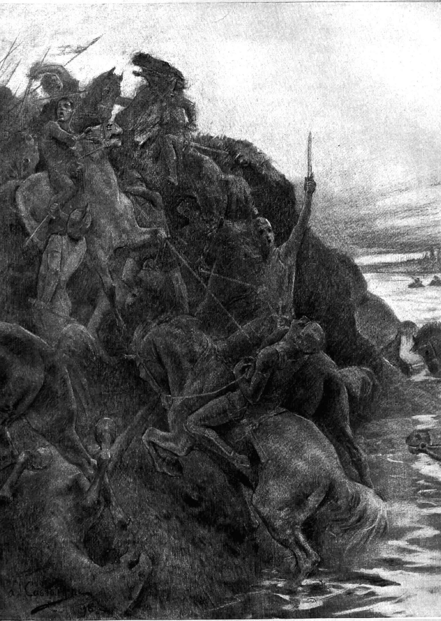 The fierce struggle of Alexander's cavalry at the fording of the river in the battle of the Granicus