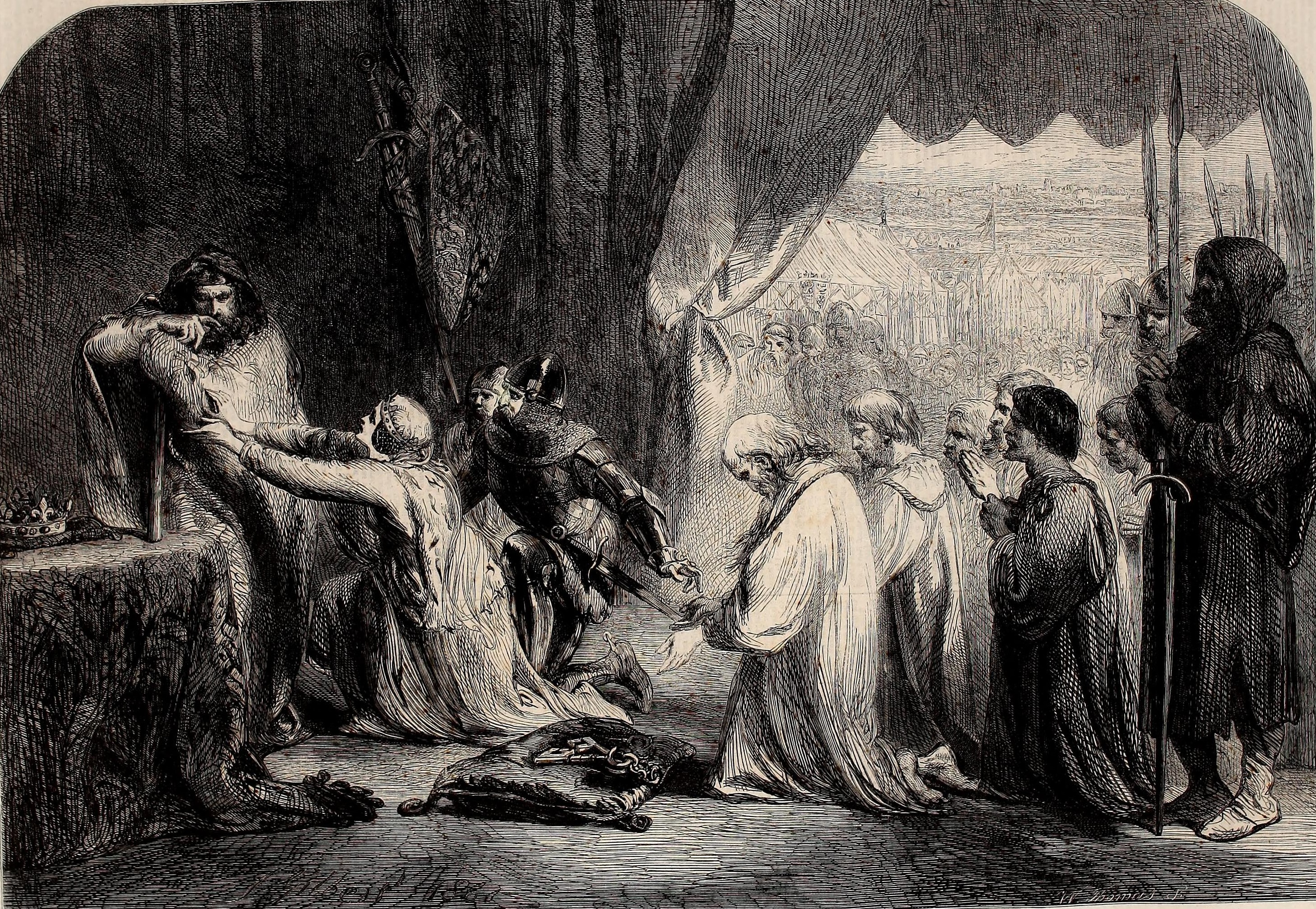 Queen Philippa interceding with her Husband Edward III for the Burgesses of Calais, by John Gilbert