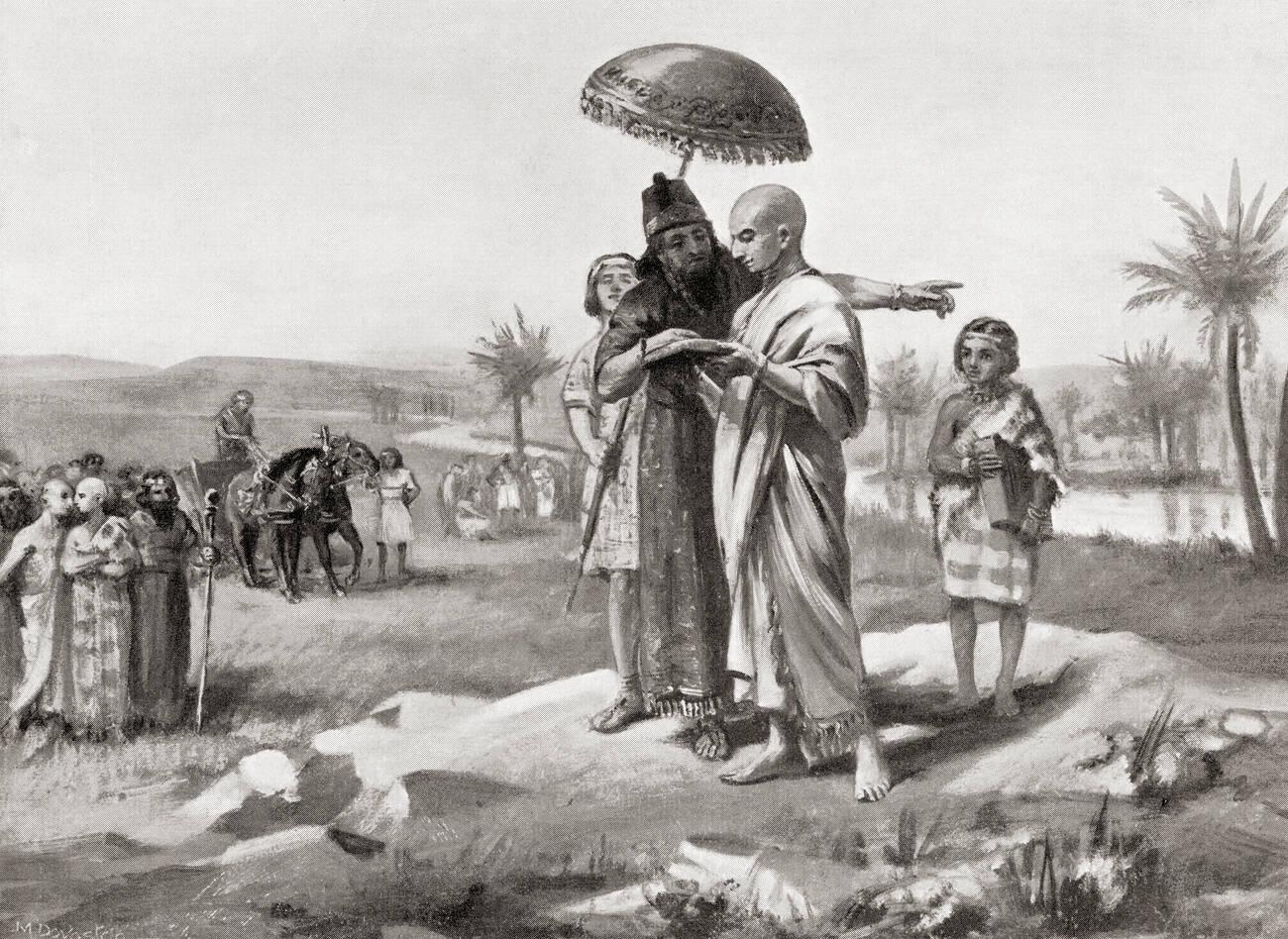 An Assyrian king arranging the boundary between Assyria and Babylon
