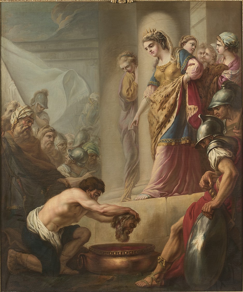 Thomyris, queen of the Massagetes, plunging the head of Cyrus into a vessel filled with blood