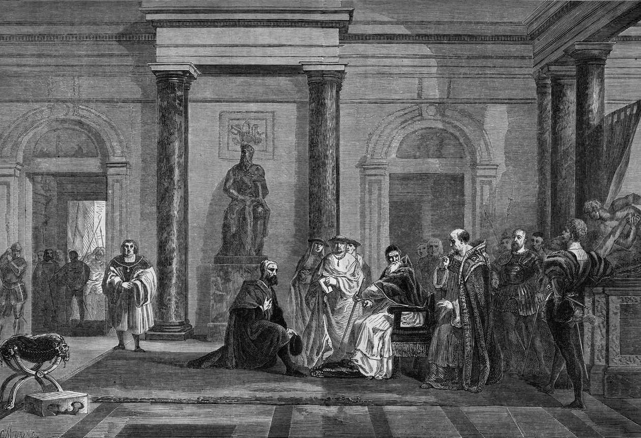 Pope Julius II receiving Michelangelo at Bologna