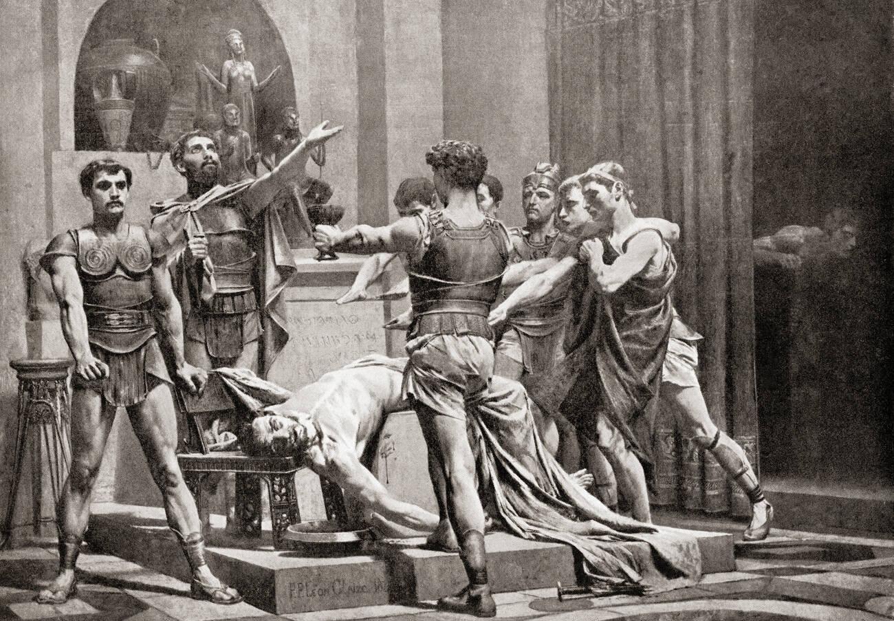 Young Roman patricians plot restoration of the exiled kings, to bind themselves by oath they drank the blood