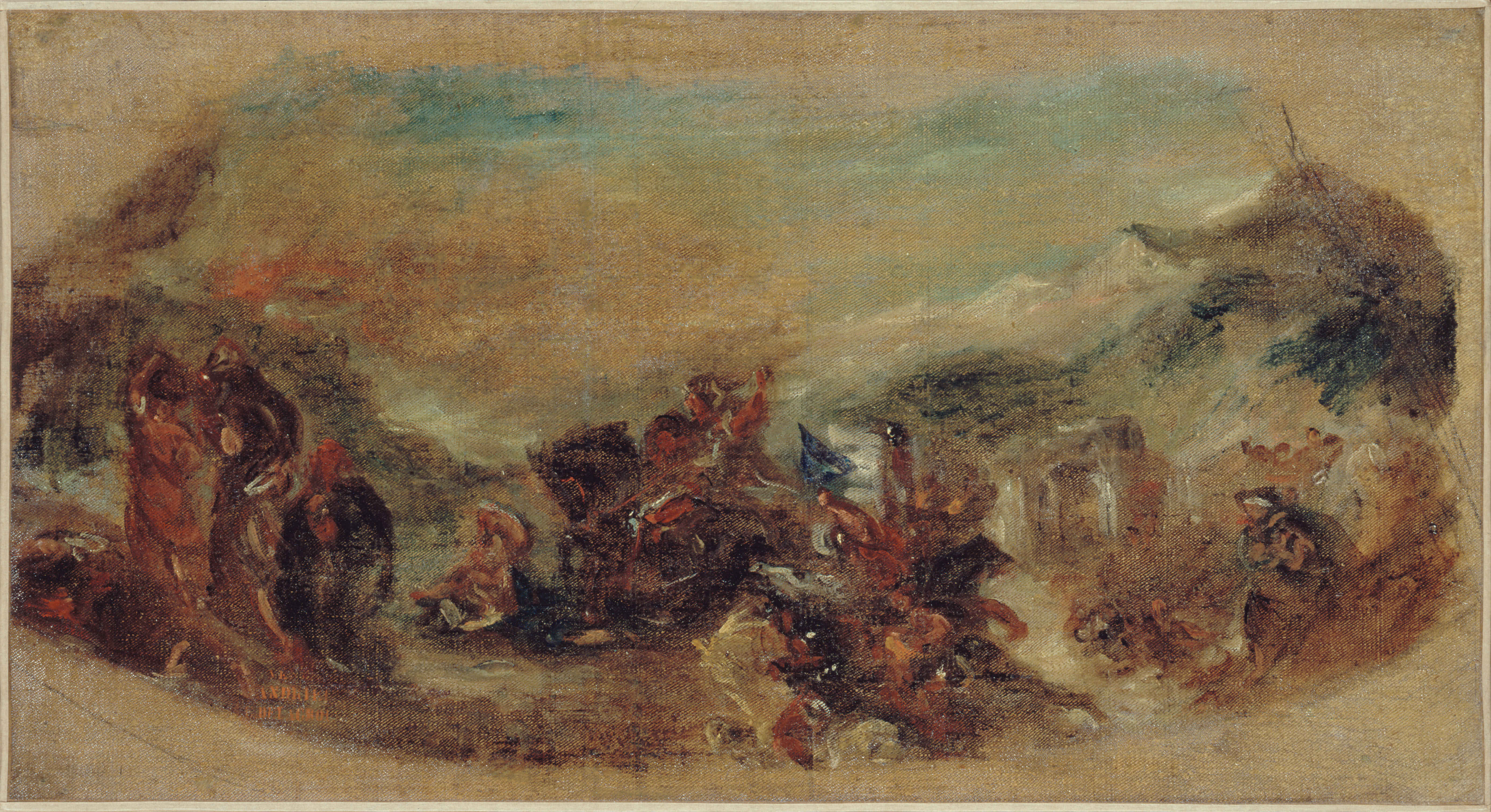 Attila followed by his barbarian hordes tramples Italy and the Arts