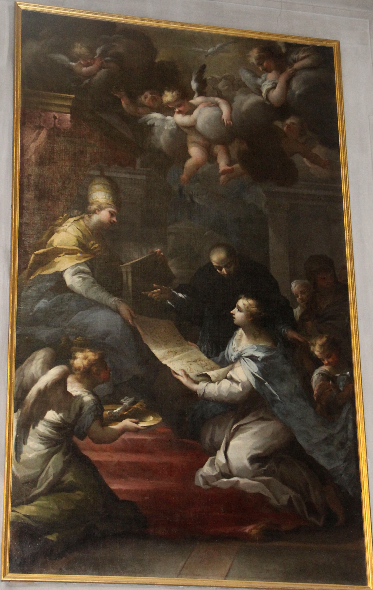 Matilde of Canossa, advised by Saint Bernardo degli Uberti, donates fiefdom to church