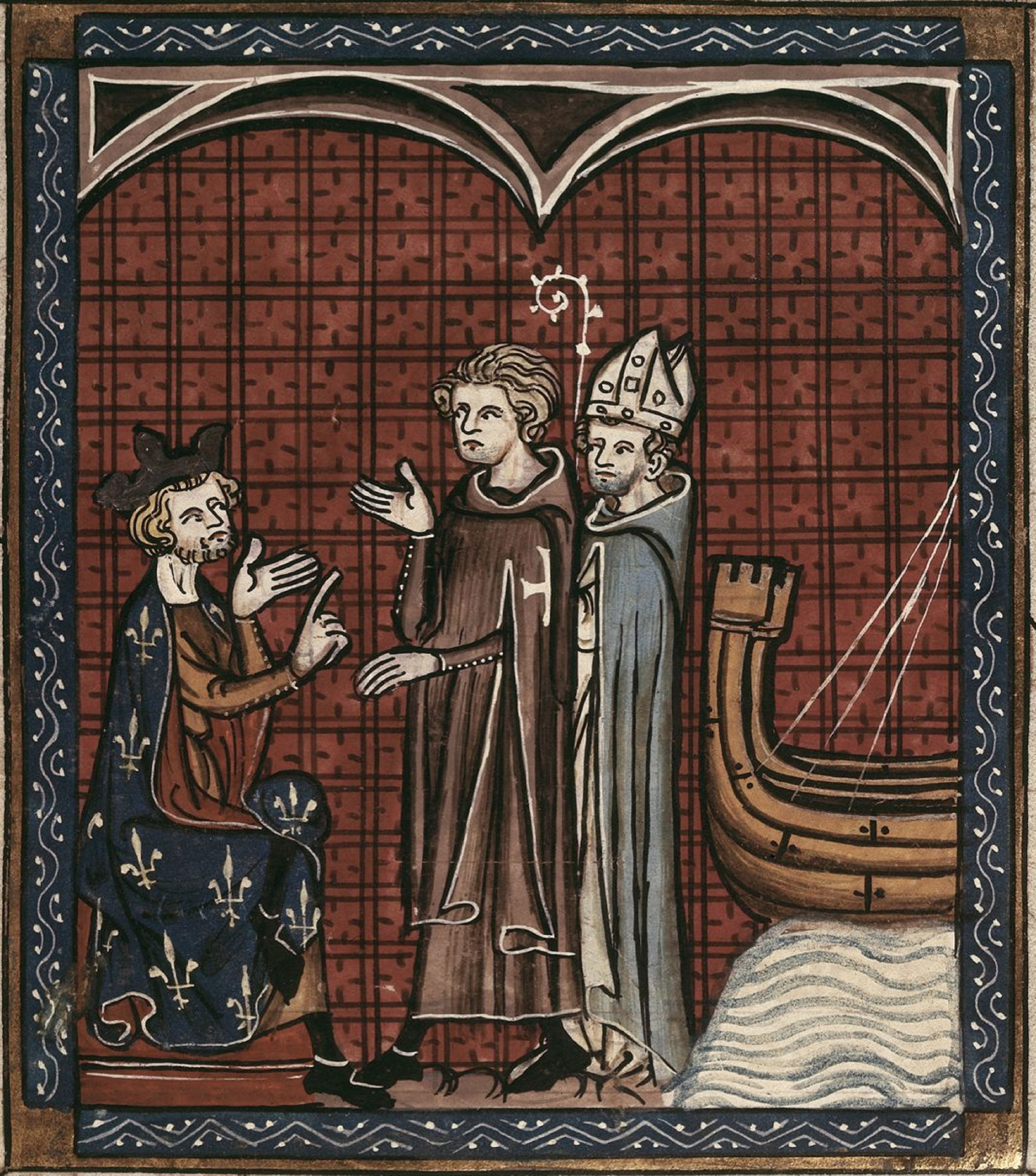 Philip Augustus being visited by the Patriarch of Jerusalem & the Master of the Temple
