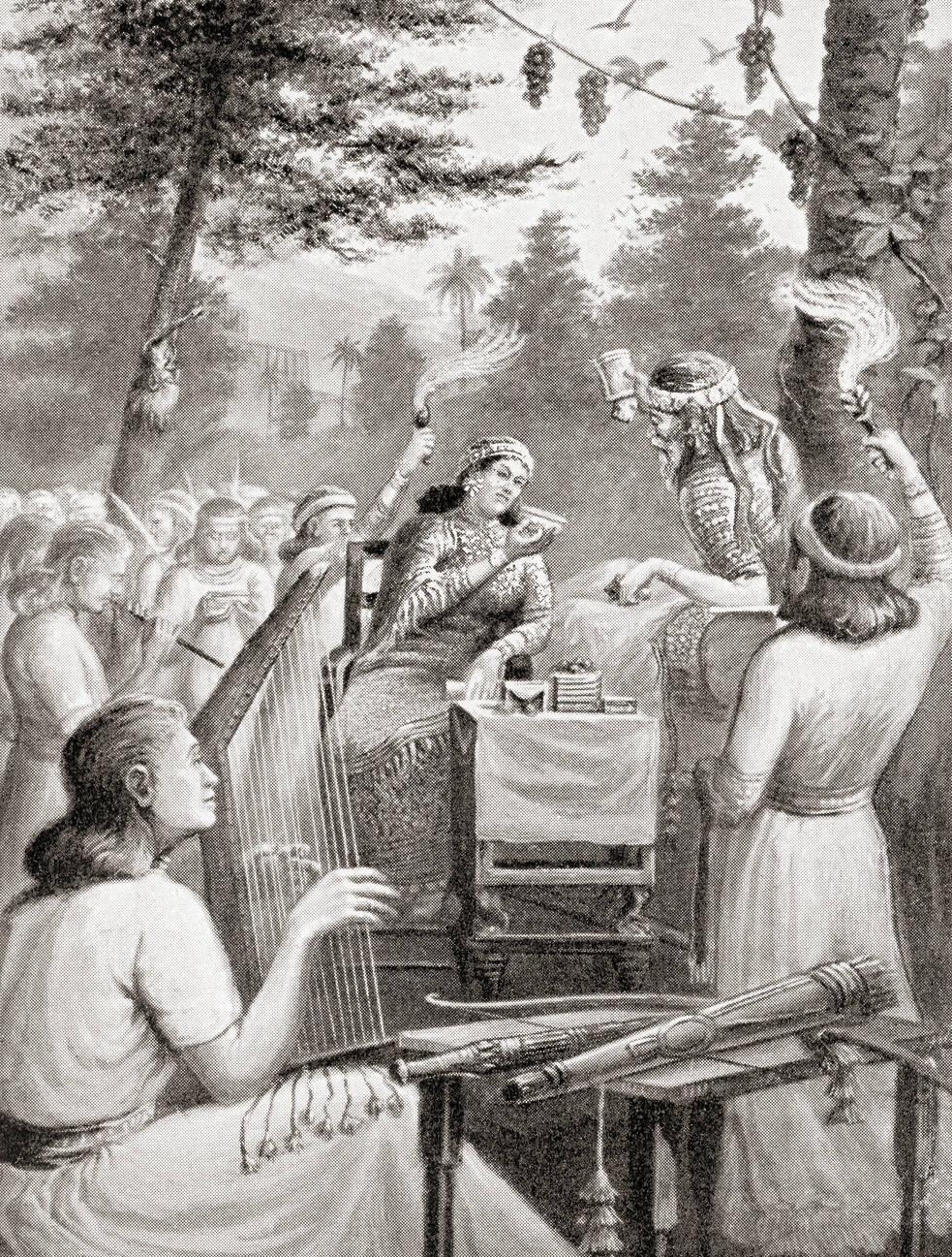Ashurbanipal feasting with his queen Libbāli-šarrat