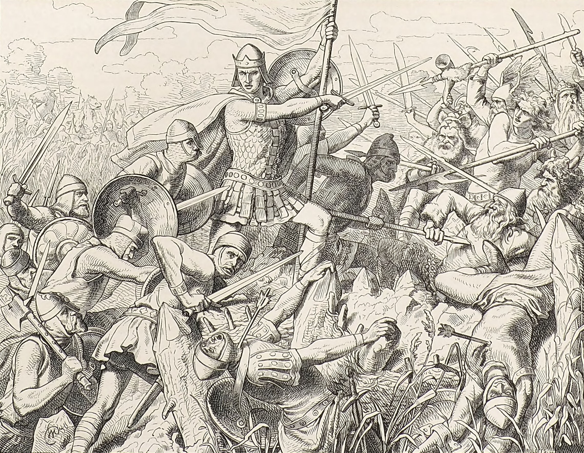 Arnulf of Carinthia storming the Norman defences on the River Dyle