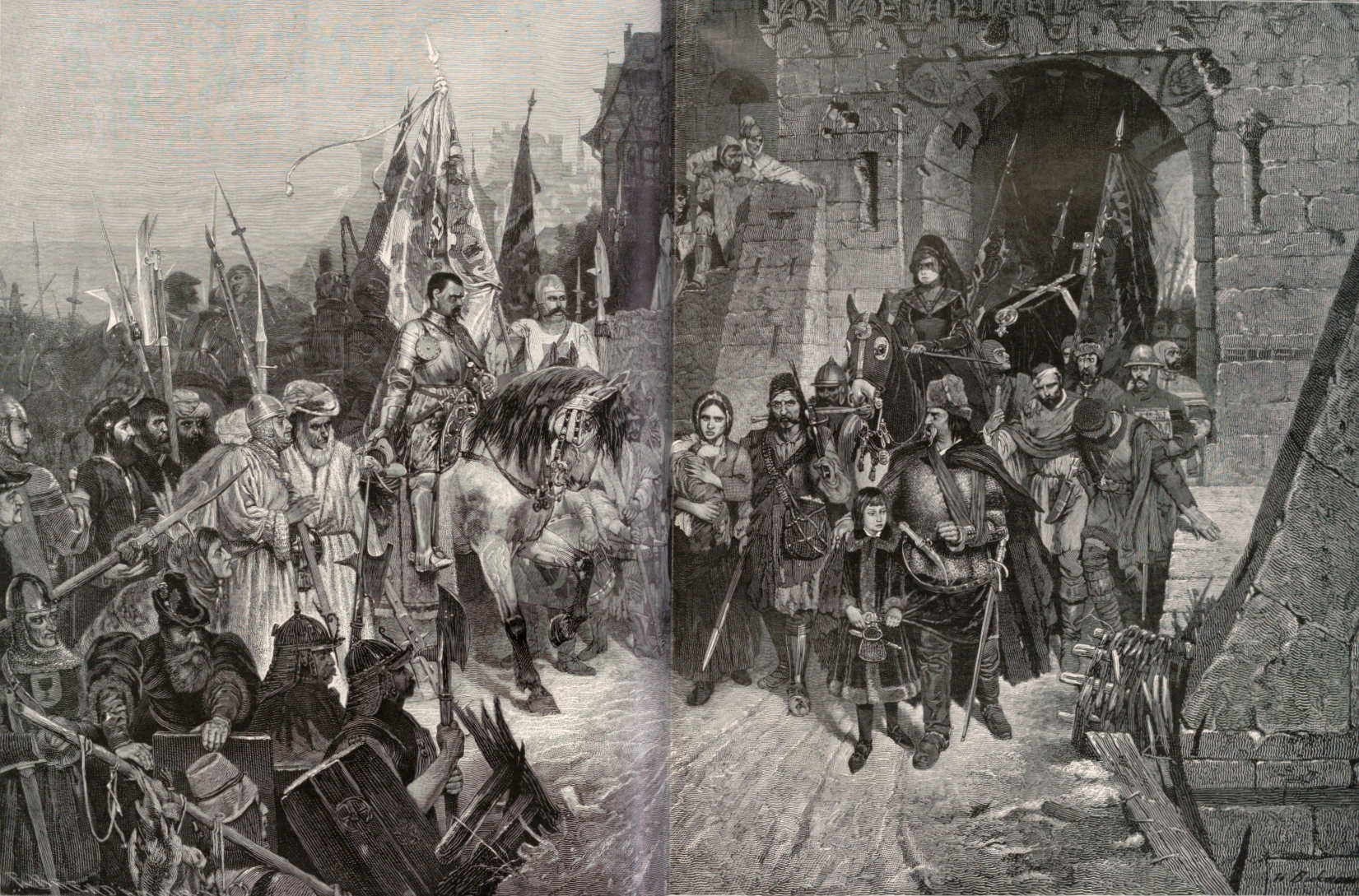 Agnes von Zesyma-Rosenberg hands over her father's castle to the Hussite leader Prokop the Great
