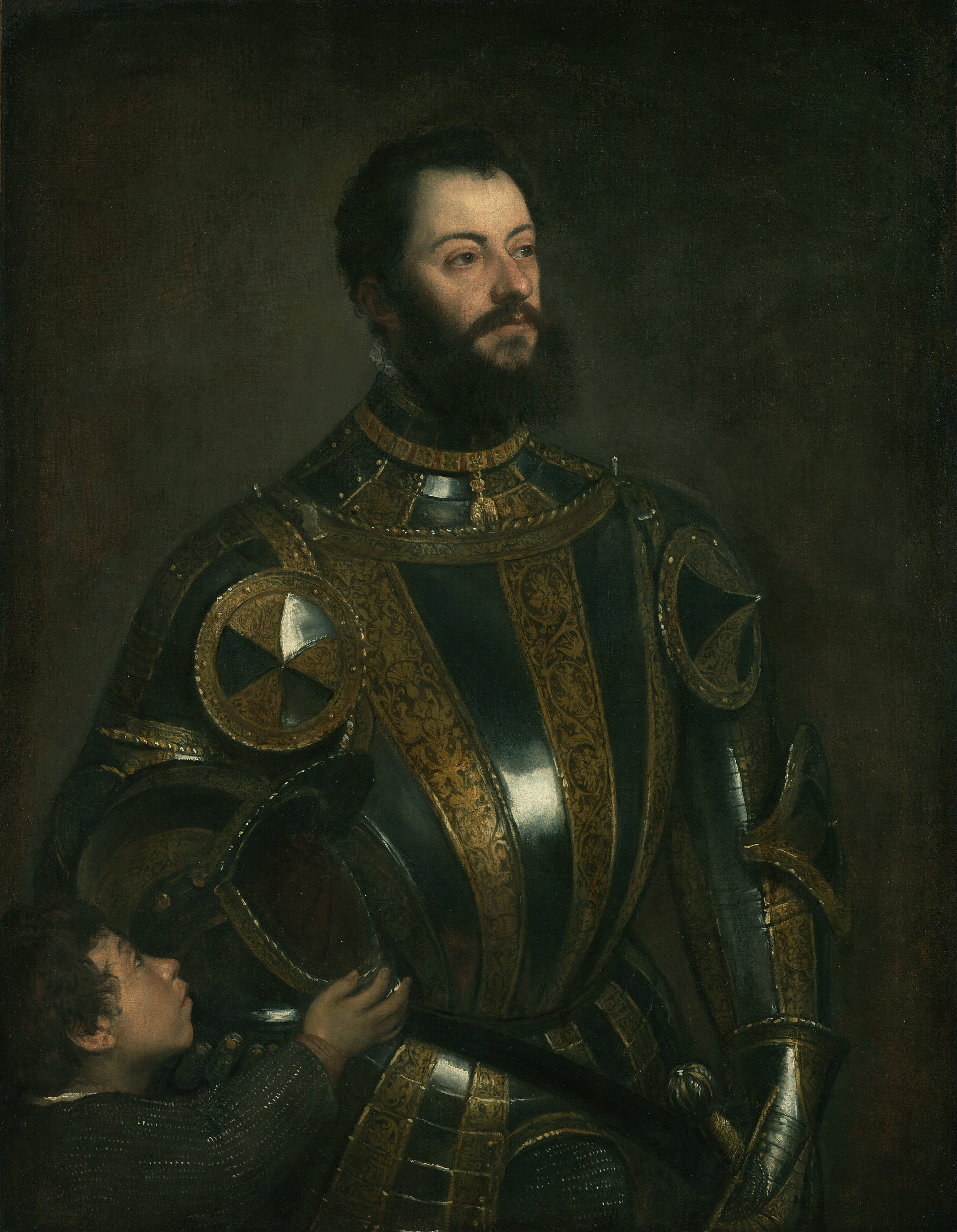 Portrait of Alfonso d'Avalos and a page by Titian Tiziano Vecellio