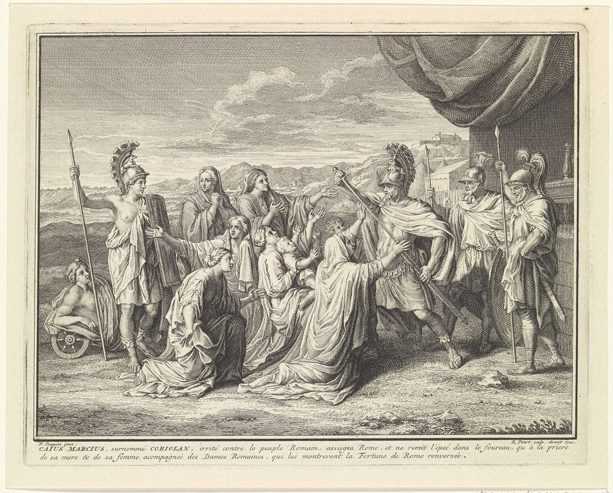 Coriolanus surrounded by imploring women
