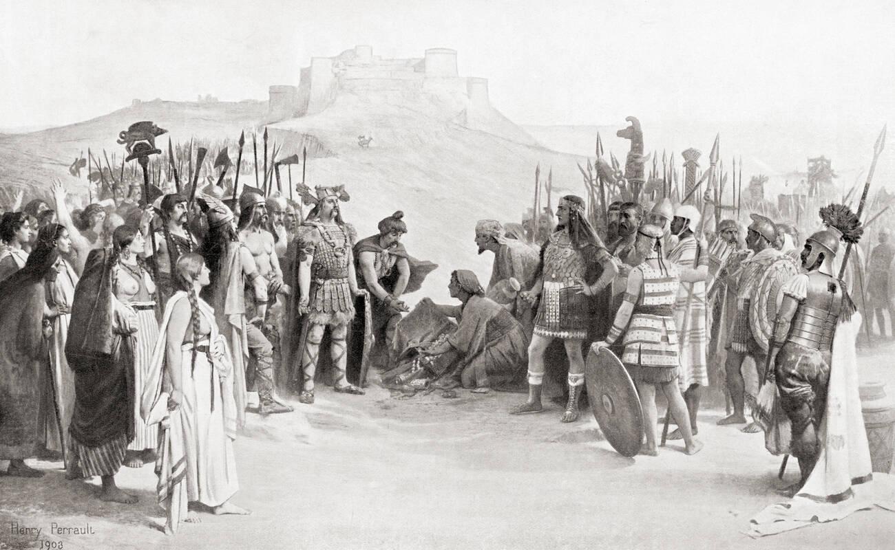 The meeting of Hannibal with the Ceutrones, a Celtic tribe of ancient Gaul, during his crossing of the Alps